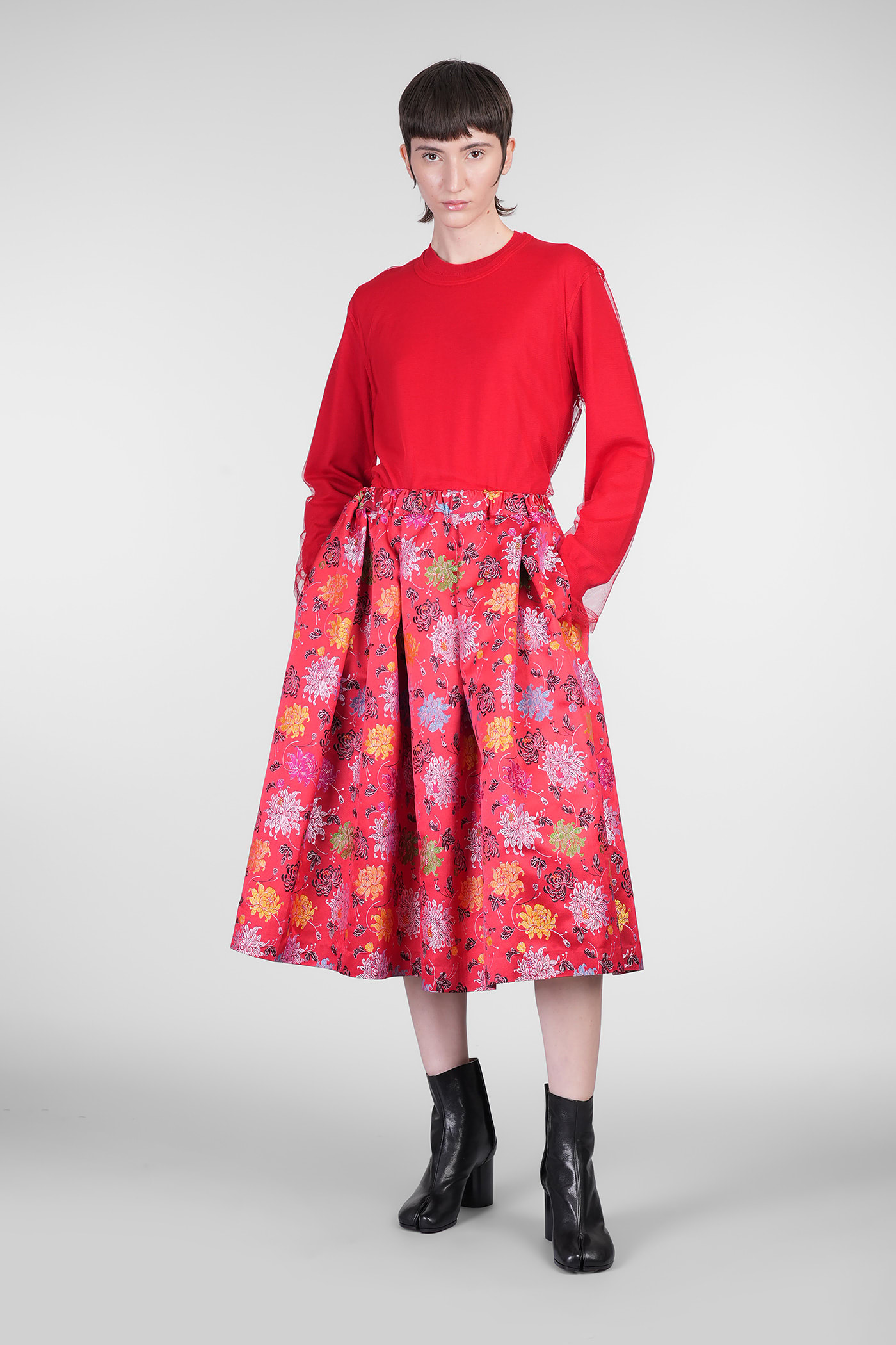 Shop Comme Des Garçons Skirt In Red Polyester