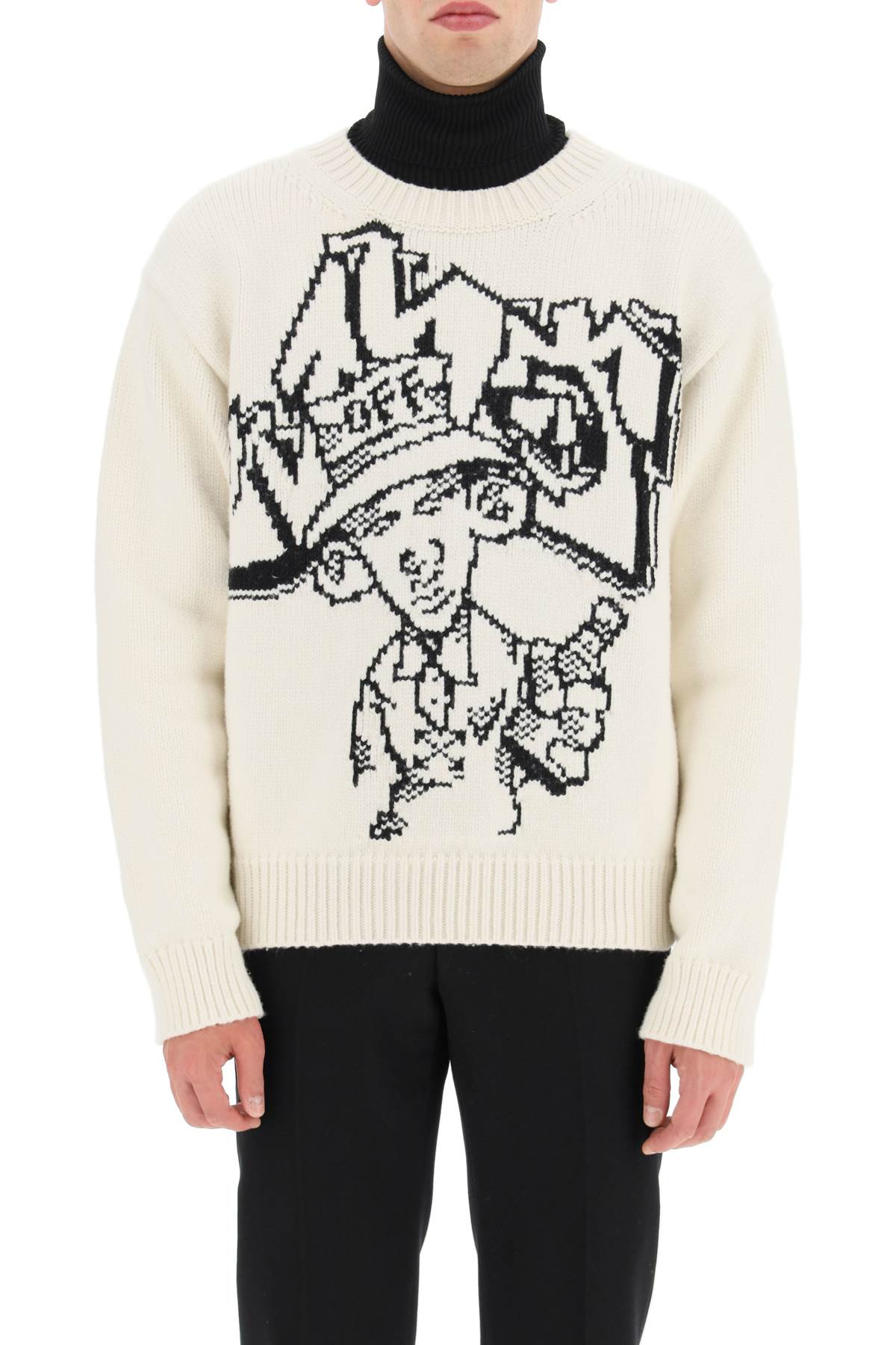 Off-white Man White Sweater With Graphic Inlay | ModeSens