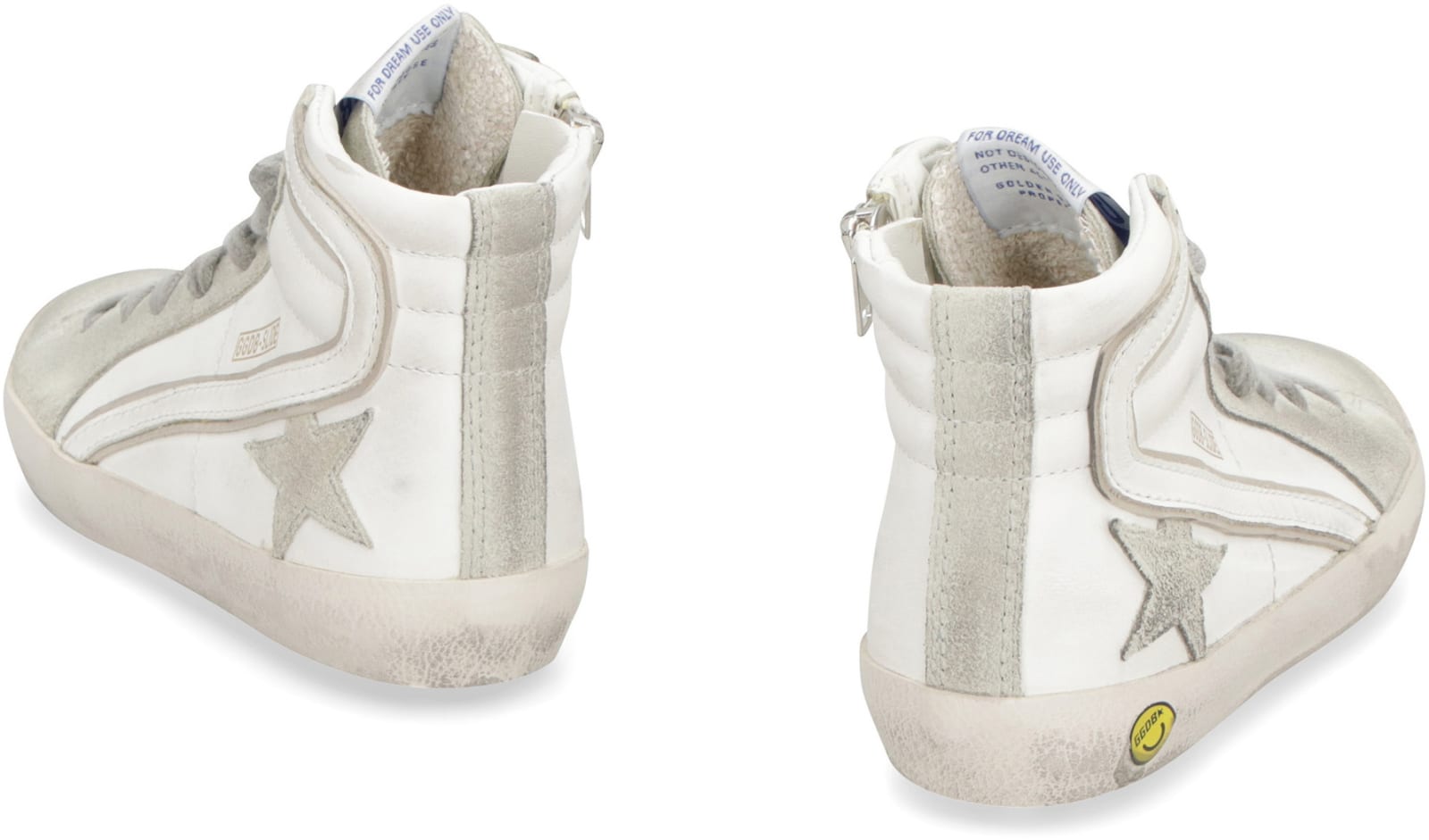 Shop Golden Goose Slide Leather High-top Sneakers In White