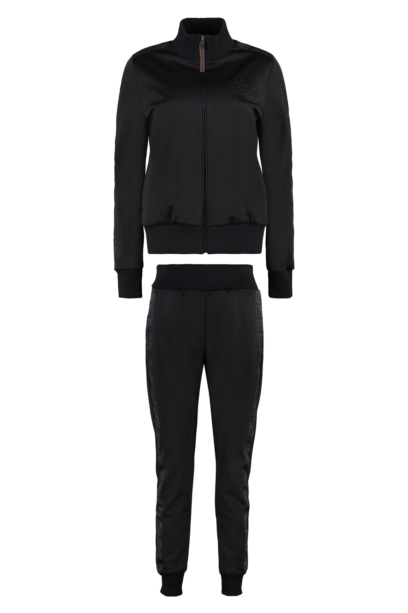 Fendi Two-piece Cotton Tracksuit In Black