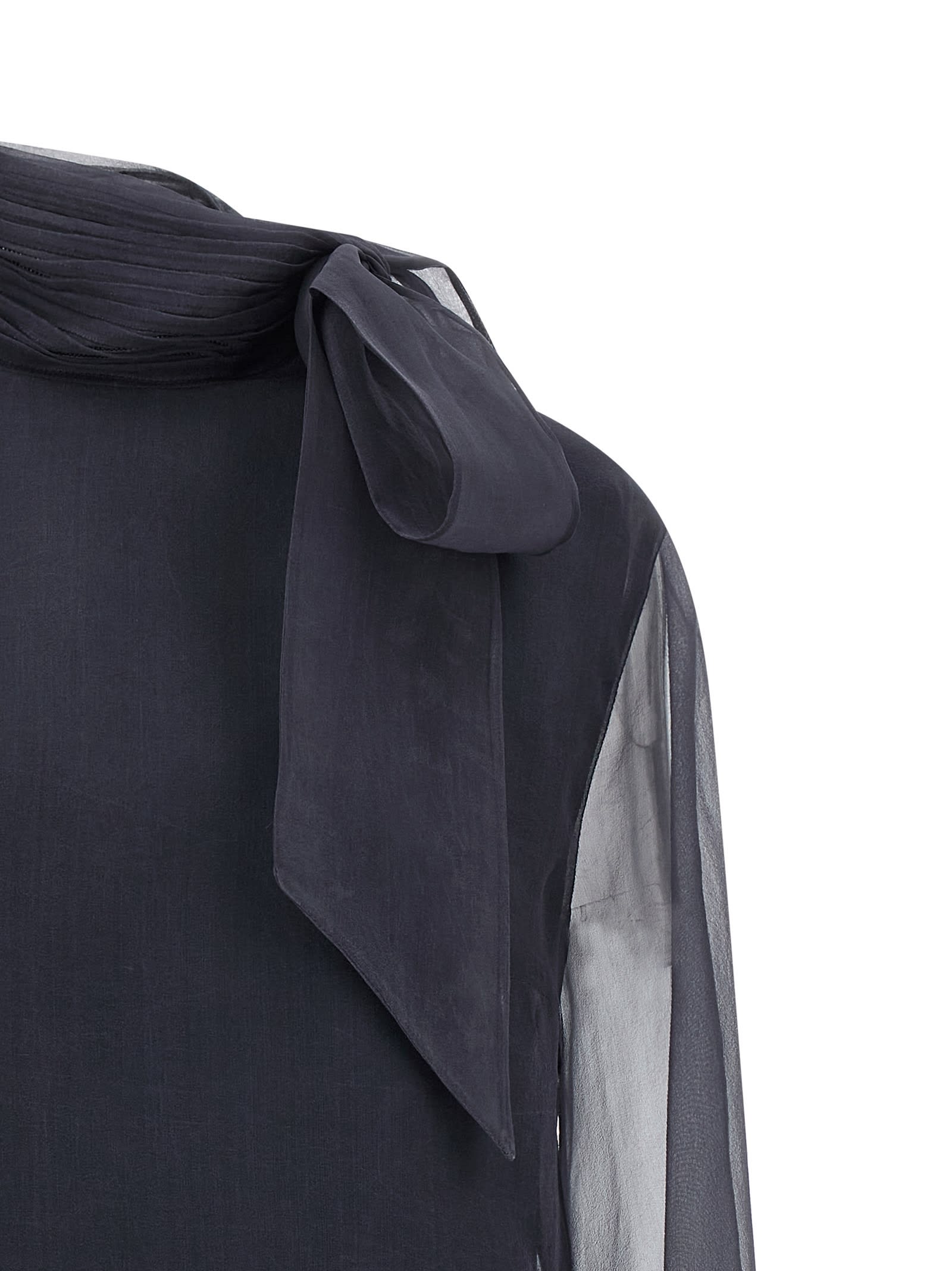 Brunello Cucinelli Crispy Silk Blouse Shirt And Blouse Gray In Blue