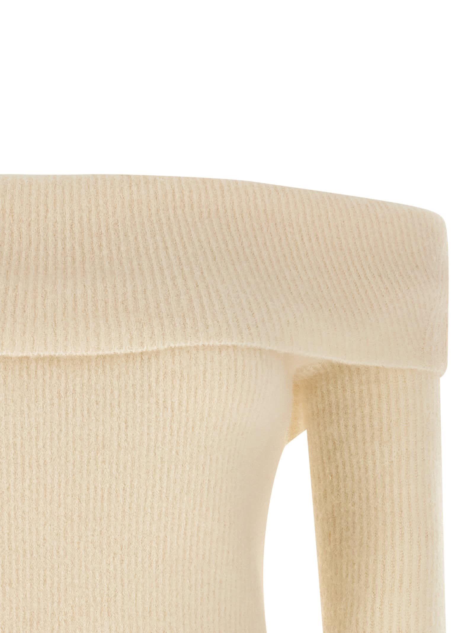 Rick Owens Long Sleeve Off Shoulder Knit Sweater In White