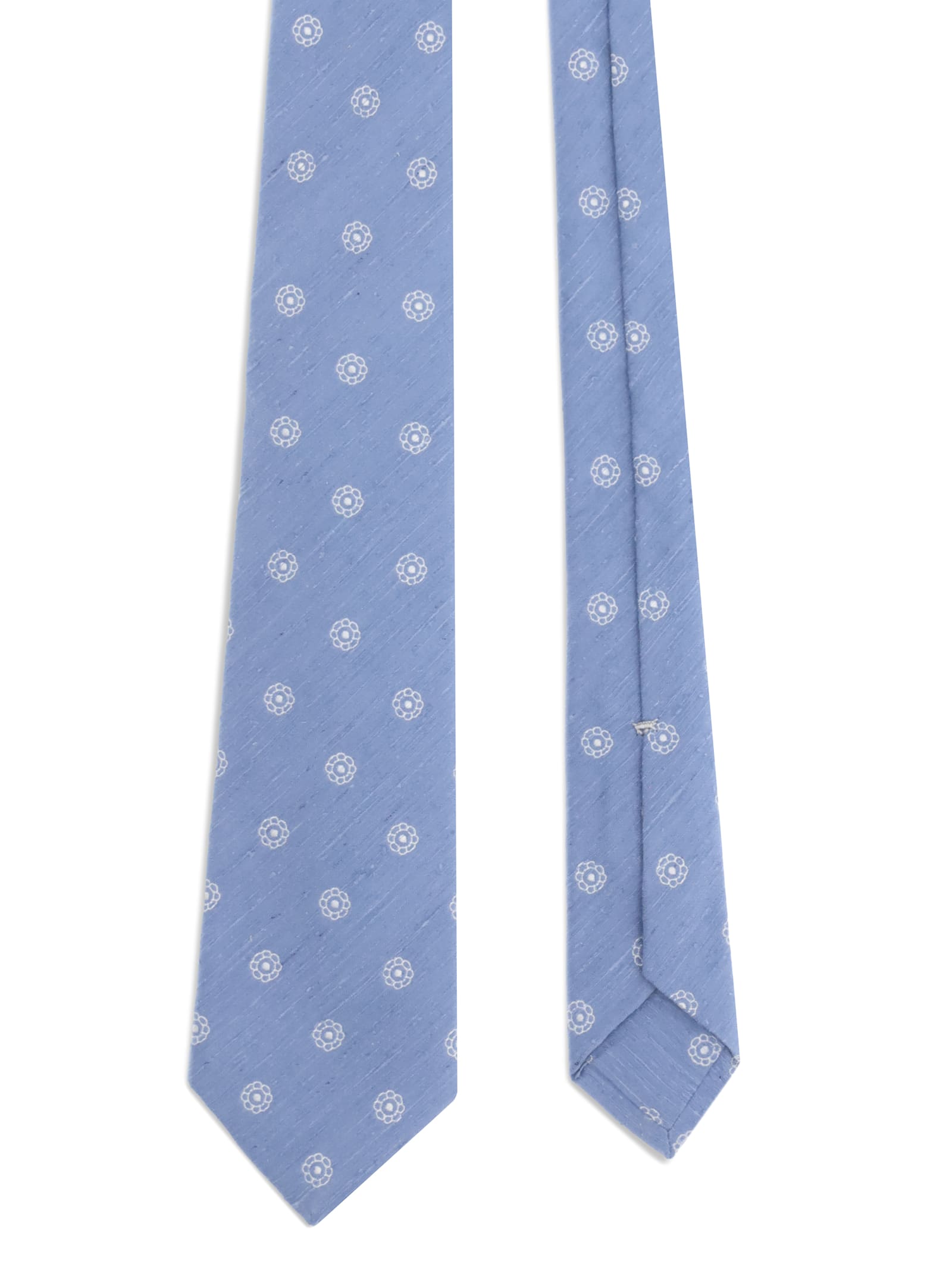 Kiton Flower Patterned Tie In Blue