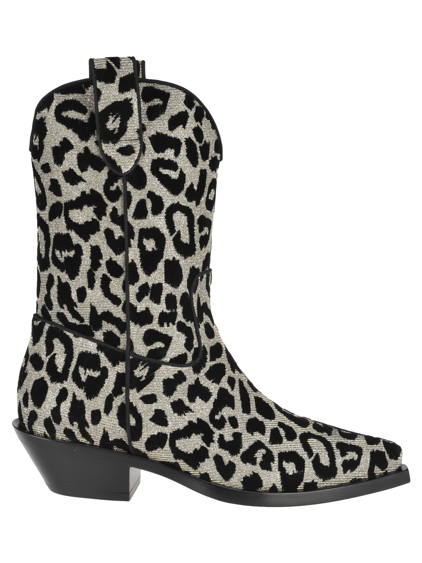 black and white leopard boots