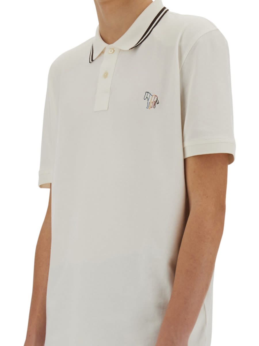 Ps By Paul Smith Ps Paul Smith Cotton Pique Polo In White