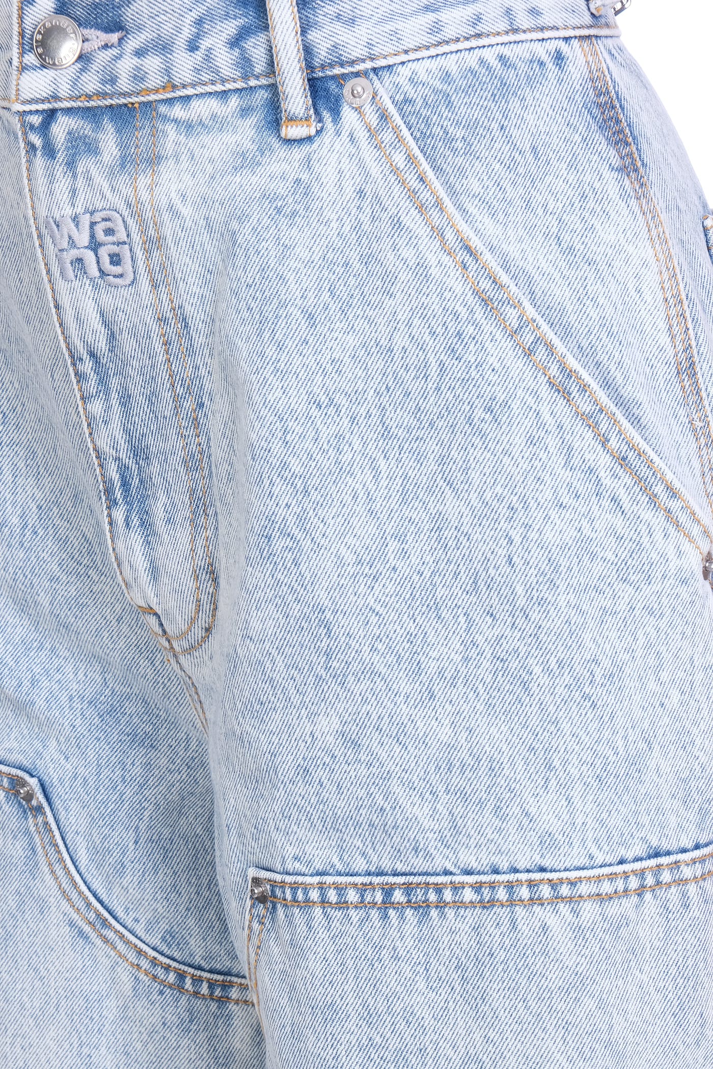 Shop Alexander Wang Jeans In Cyan Denim In Pebble Bleach