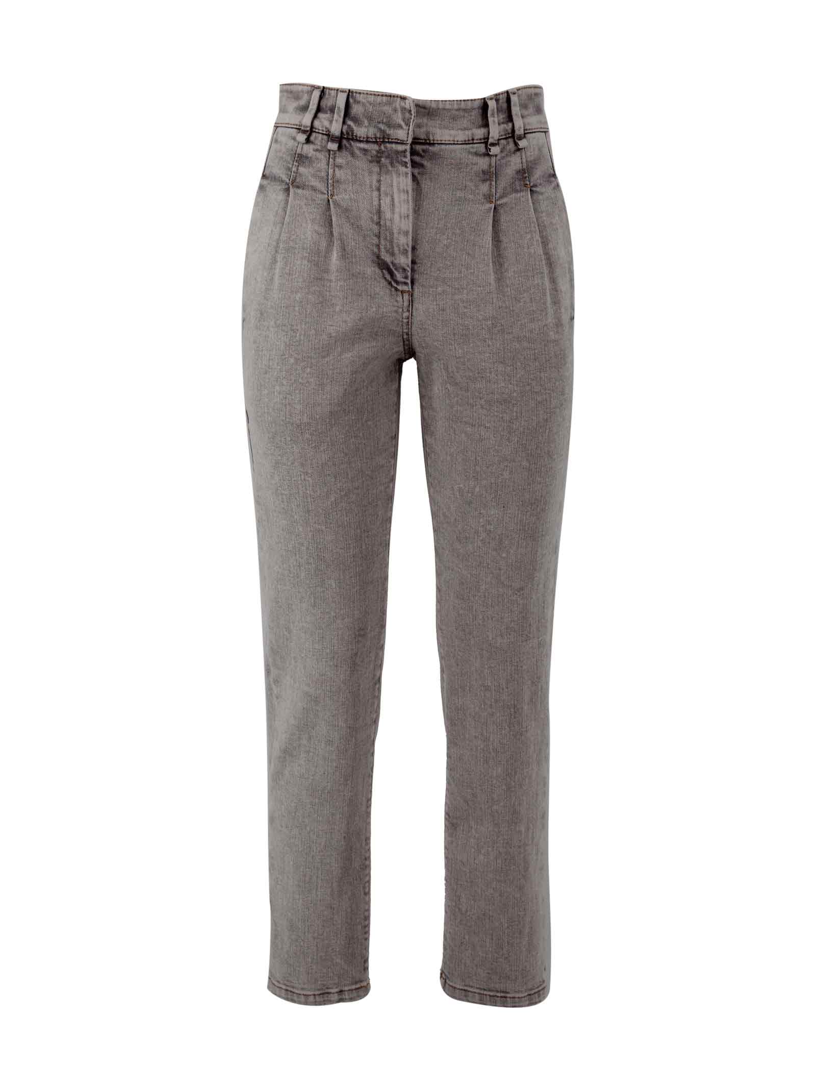 Brunello Cucinelli Mid-rise Cropped Jeans In Grey