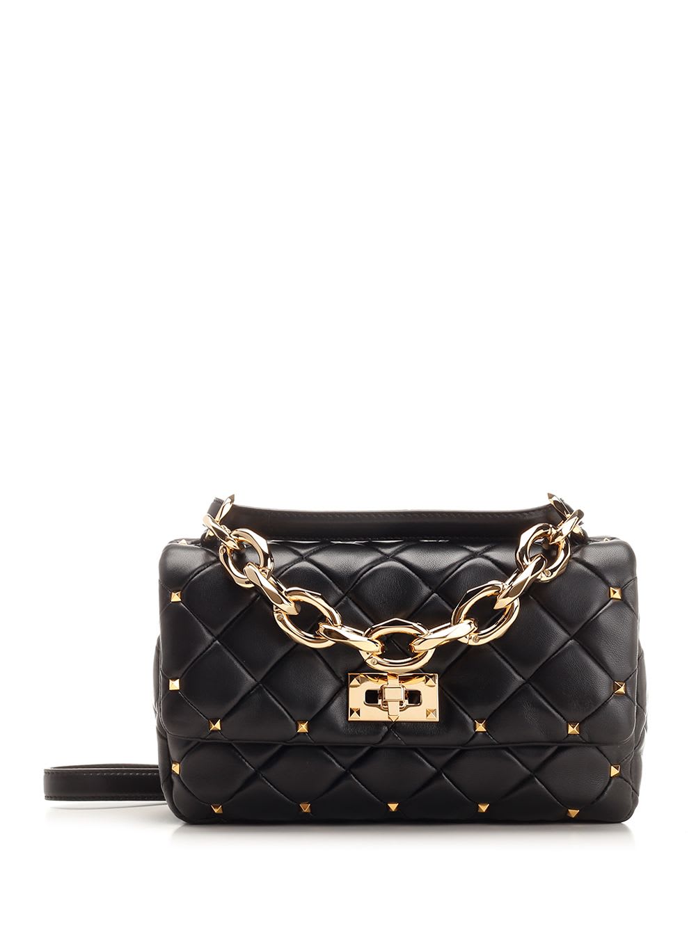 Shop Valentino Small Rockstud Spike Shoulder Bag In Black