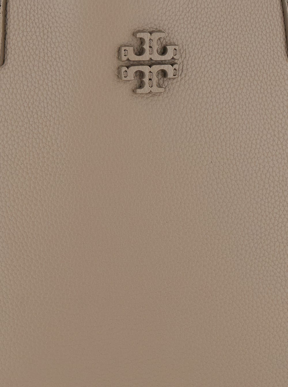 Shop Tory Burch Mcgraw Beige Tote Bag Wit Double T Detail In Grainy Leather Woman In Grey