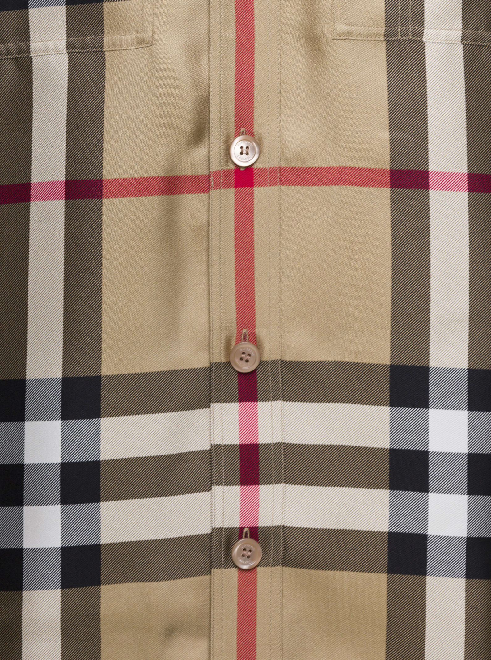 BURBERRY BROWN BOWLING SHIRT WITH ALL-OVER CHECKERED PRINT IN SILK MAN