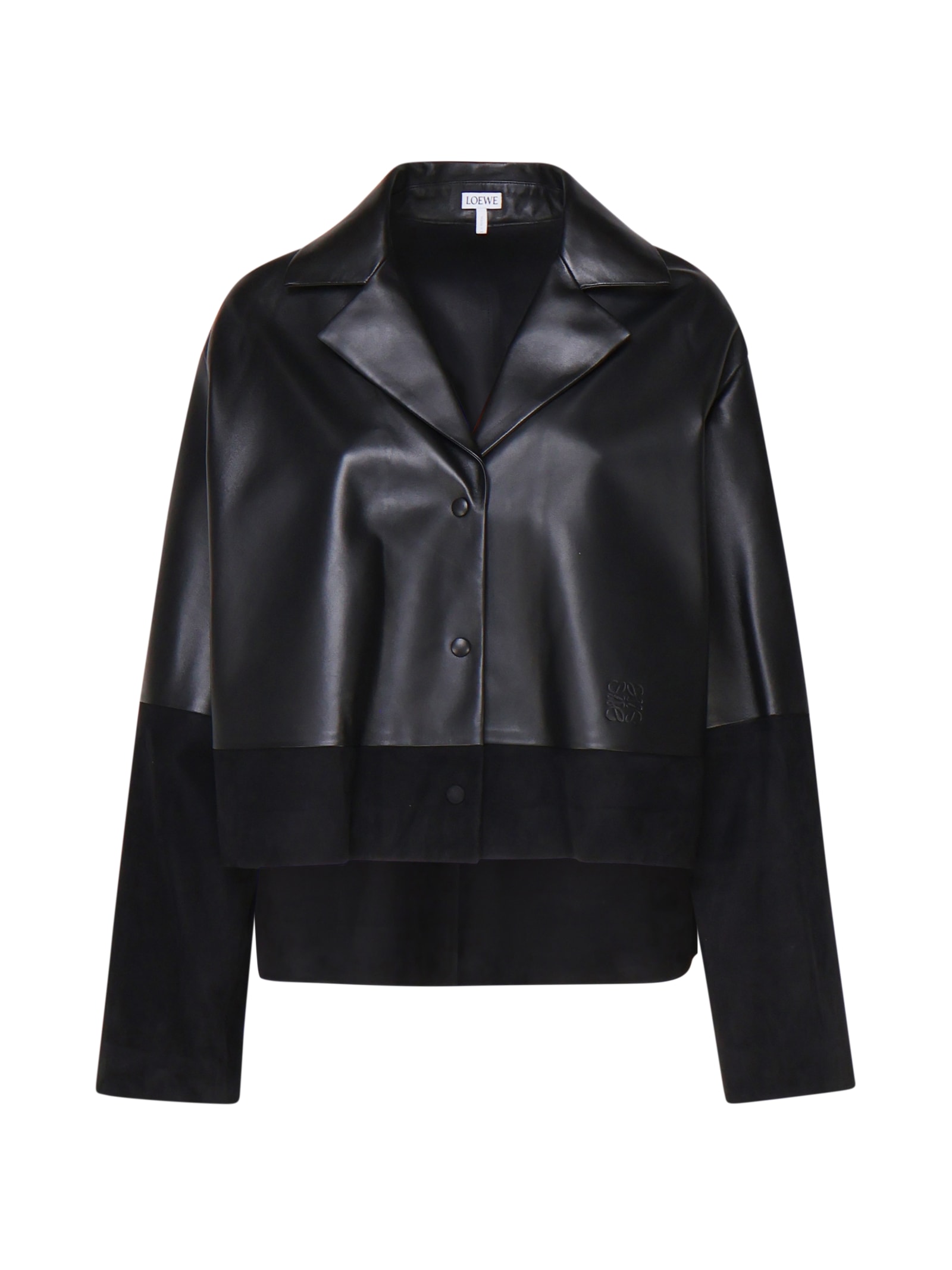 Shop Loewe Leather And Satin Pajama Blouse In Black