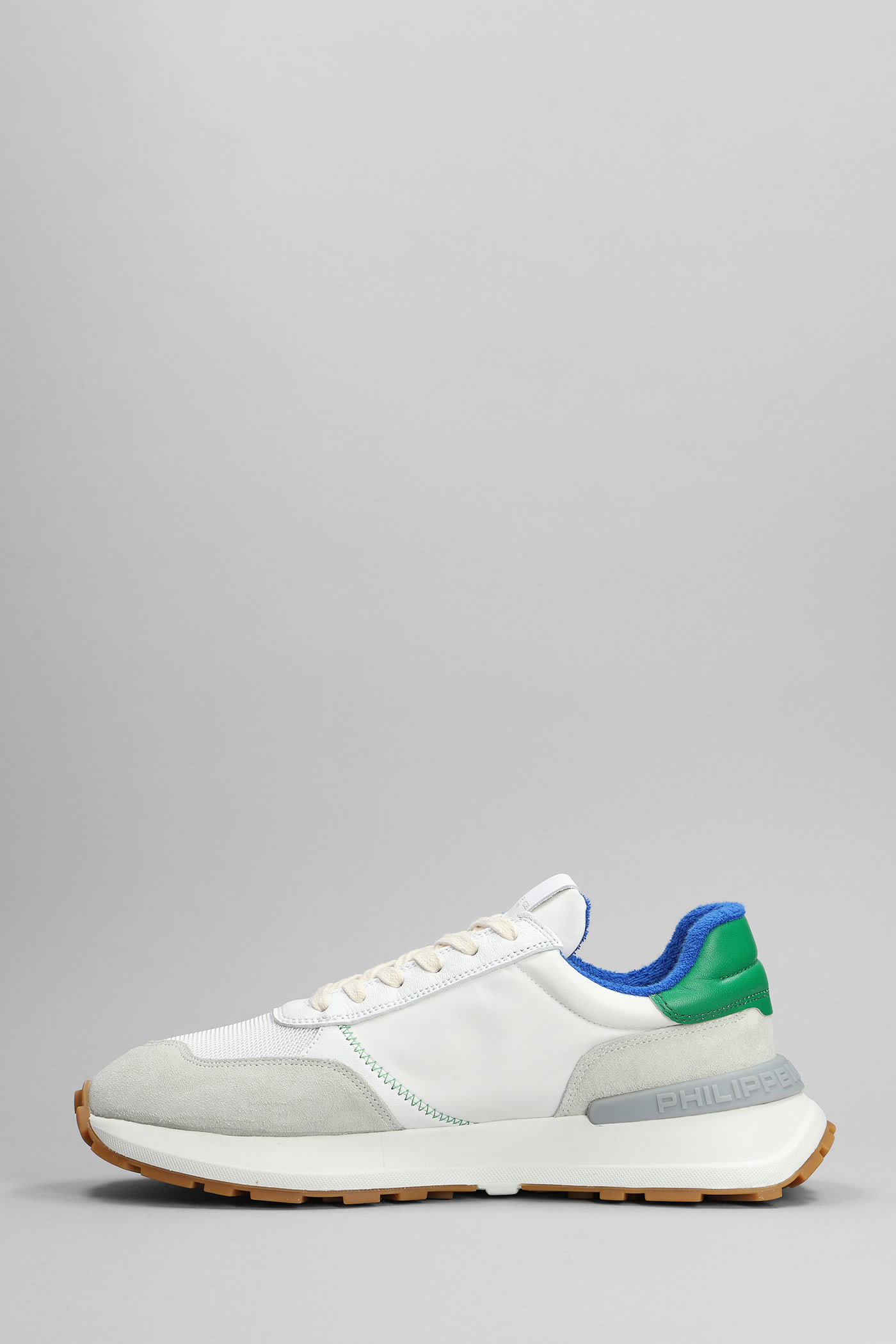 Shop Philippe Model Antibes Low Sneakers In White Suede And Fabric
