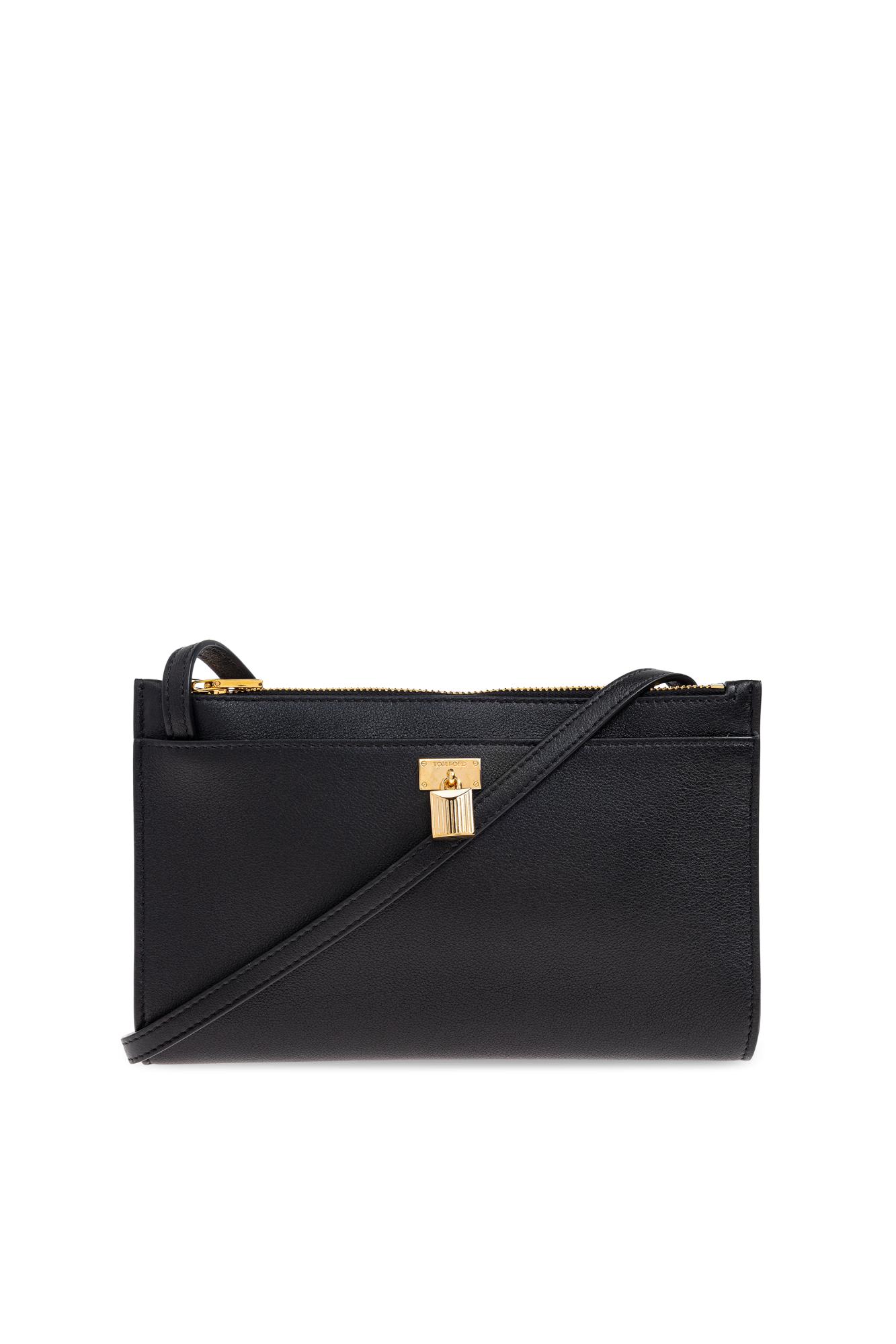 Tom Ford Natural Grain Leather Padlock Mini Bag On Strap In Black