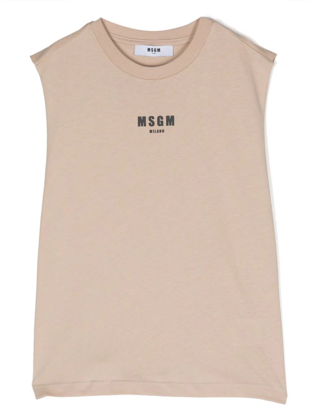 Shop Msgm Tank Top With Logo In Beige
