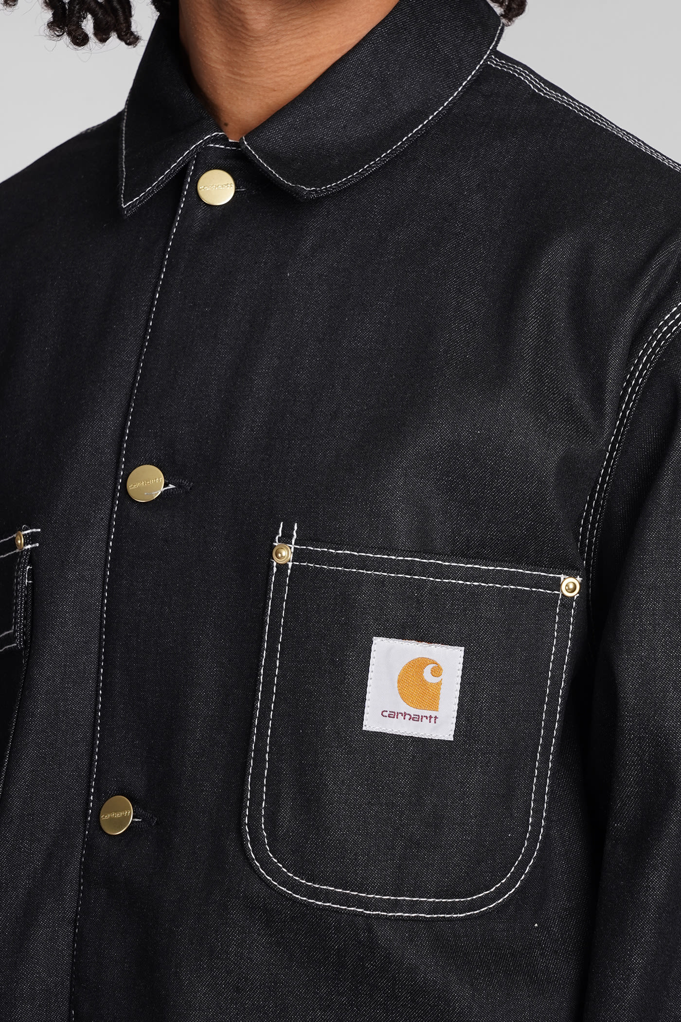 Shop Carhartt Denim Jackets In Black Denim