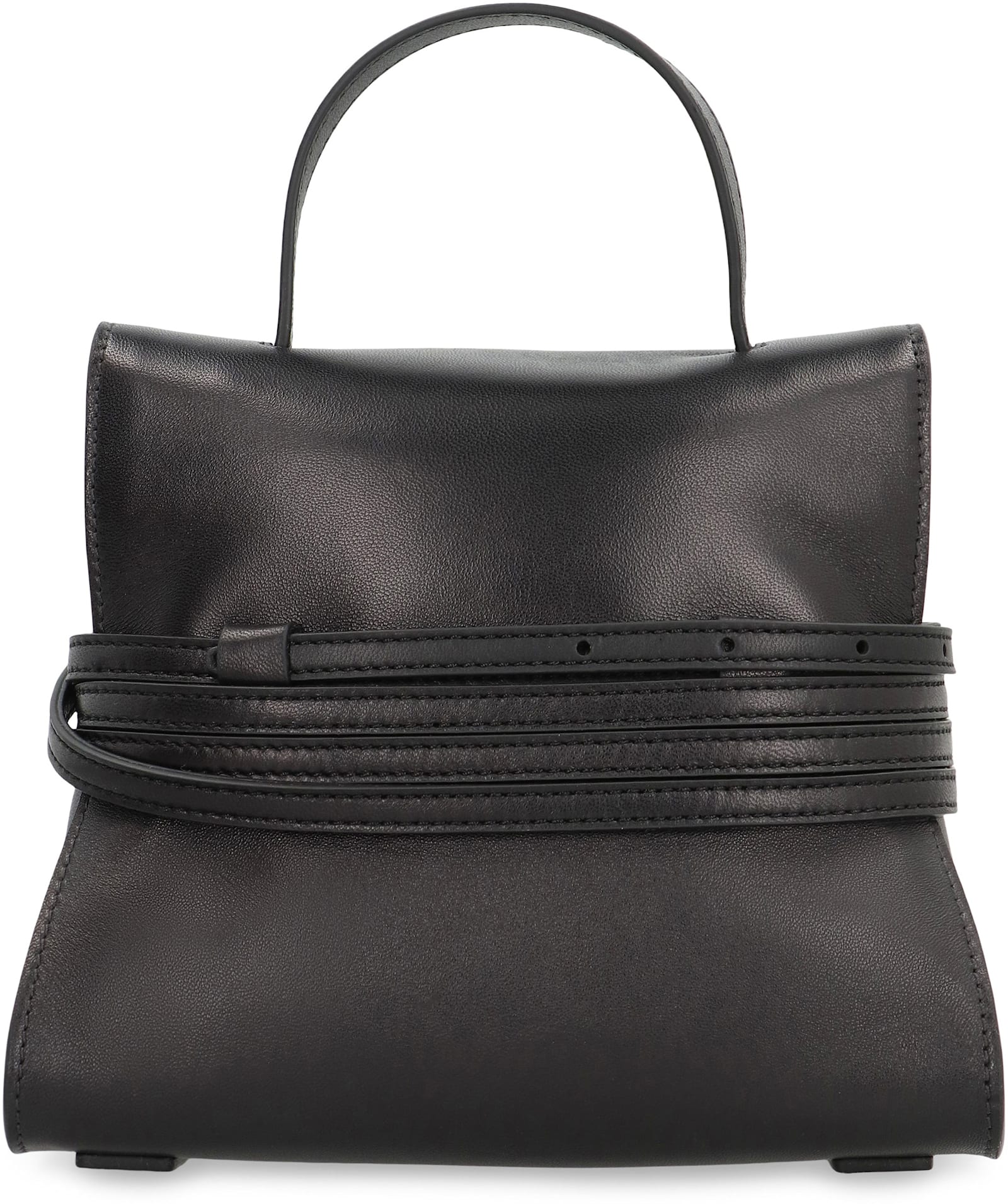Moschino Tie Me Small Leather Handbag In Black