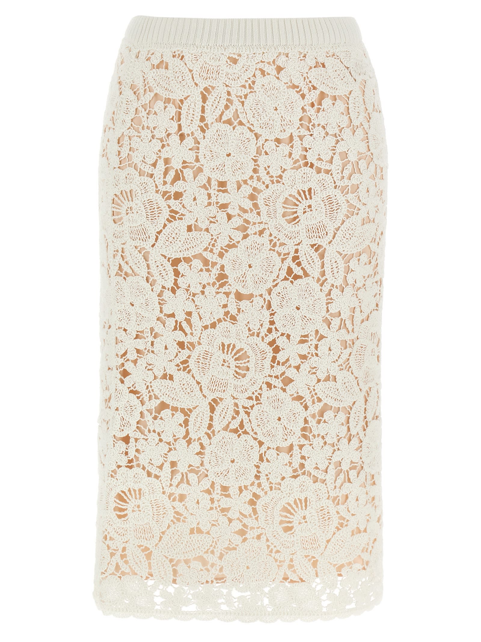 P.a.r.o.s.h Copper Midi Skirt In White