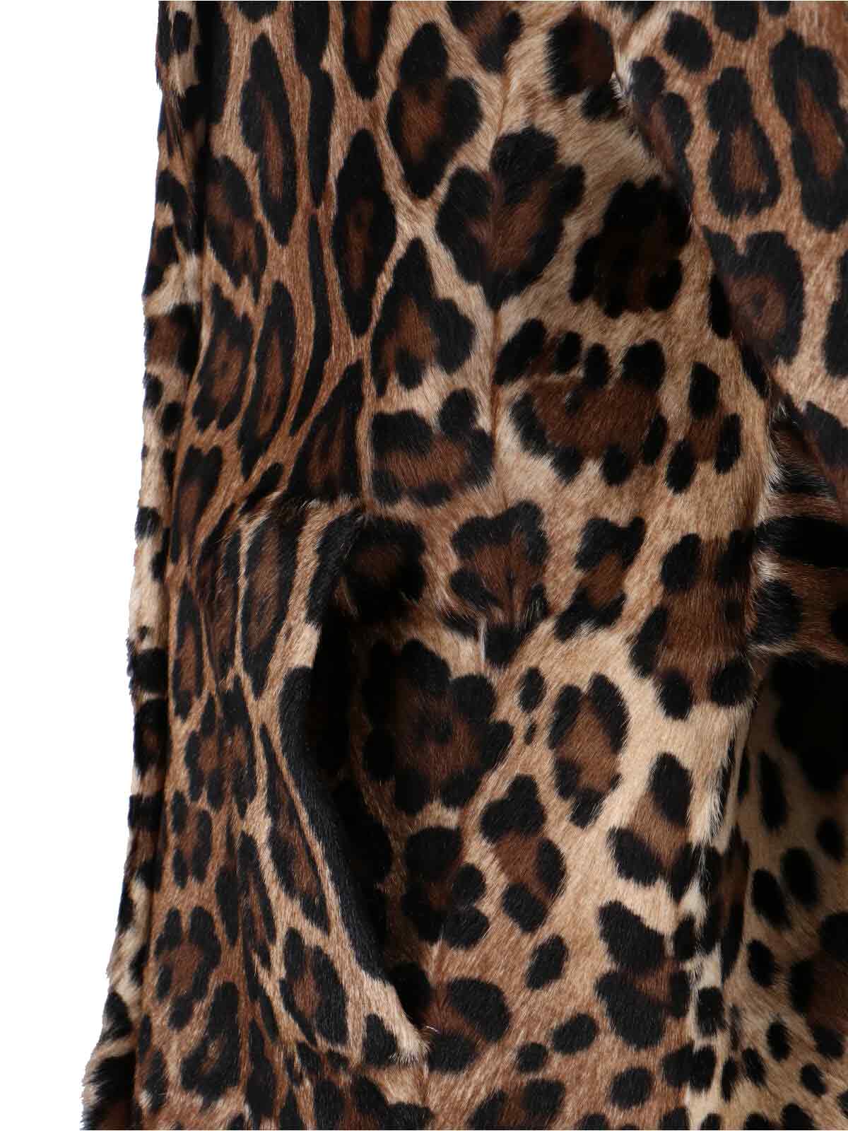 Dolce & Gabbana Double-breasted Goat Leather Coat In Multi