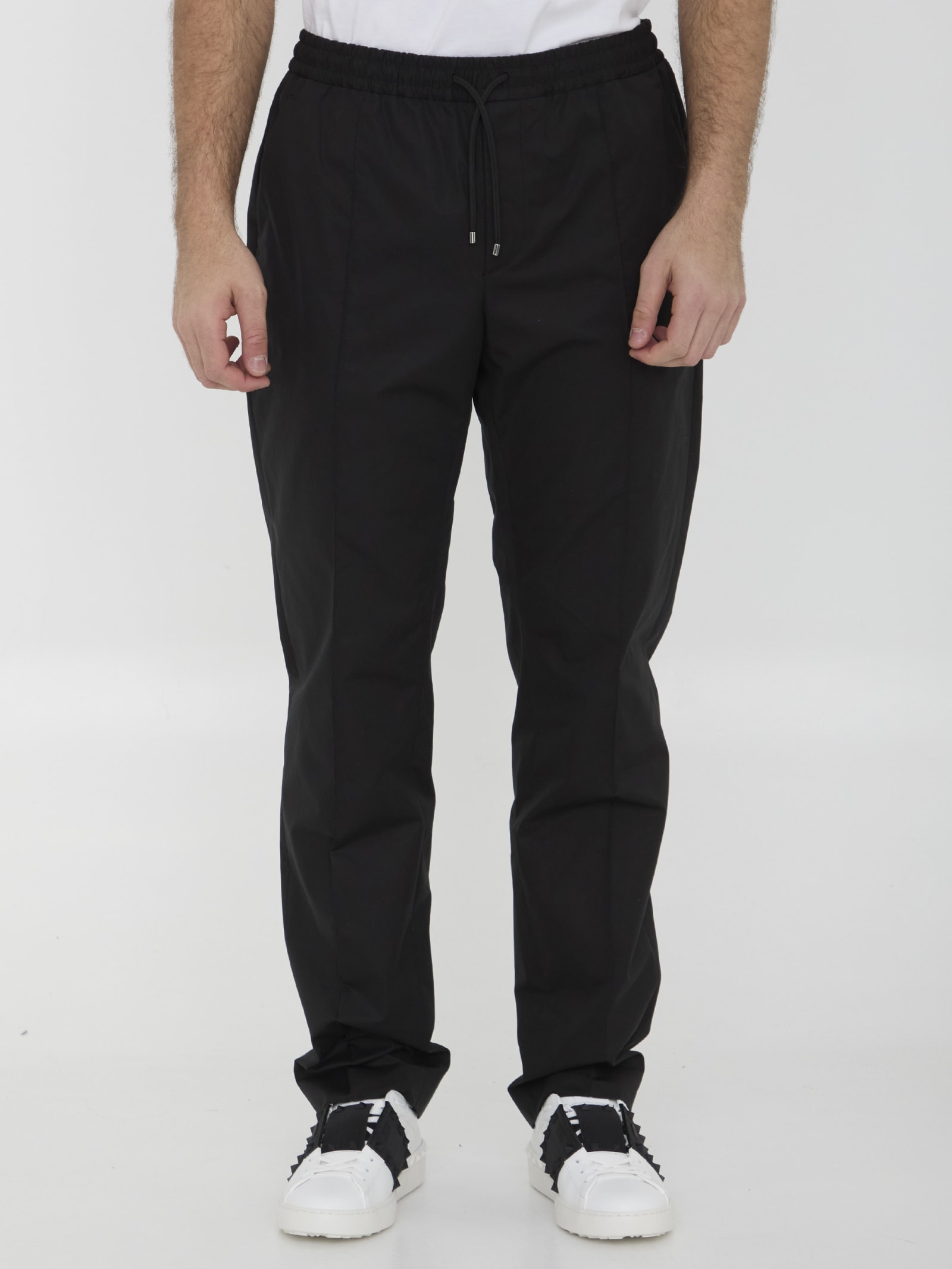 Shop Valentino Cotton Joggers In Black