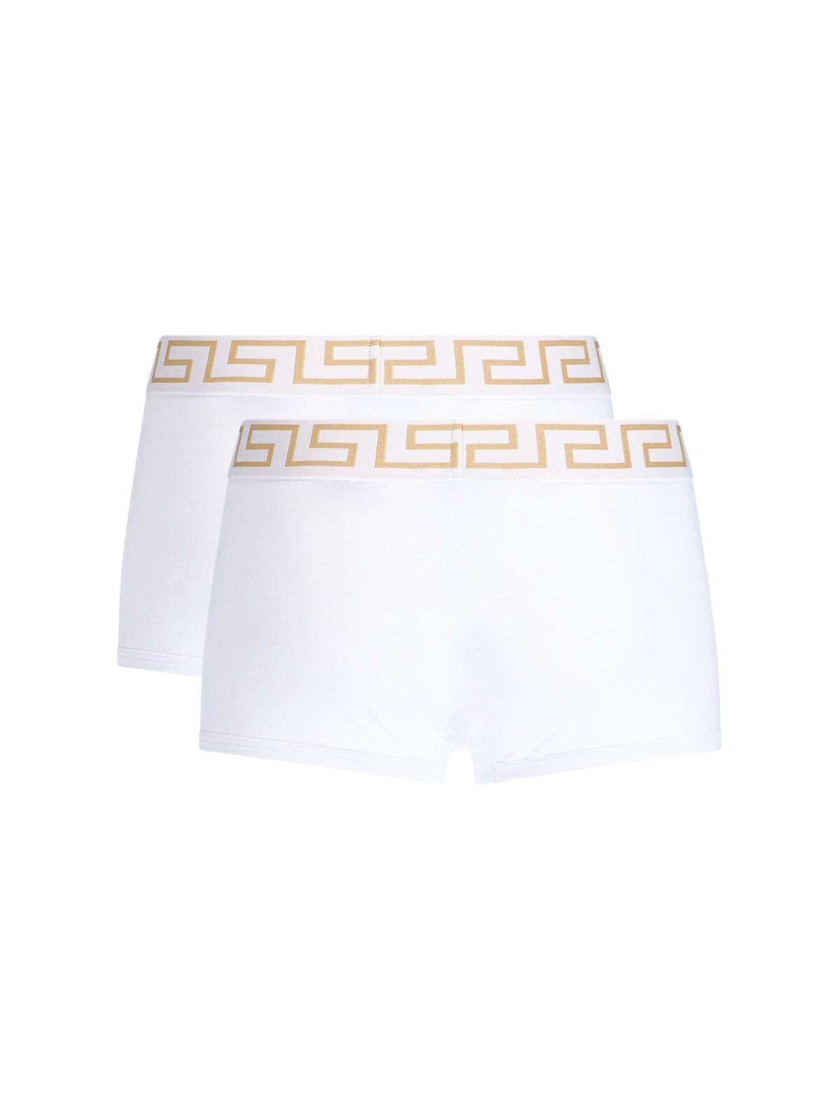 Shop Versace Set Boxer Bordo Greca In White