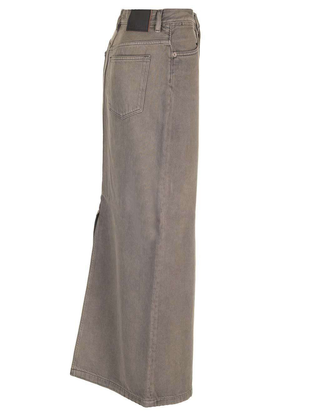 Shop Acne Studios Denim Midi Skirt In Grey