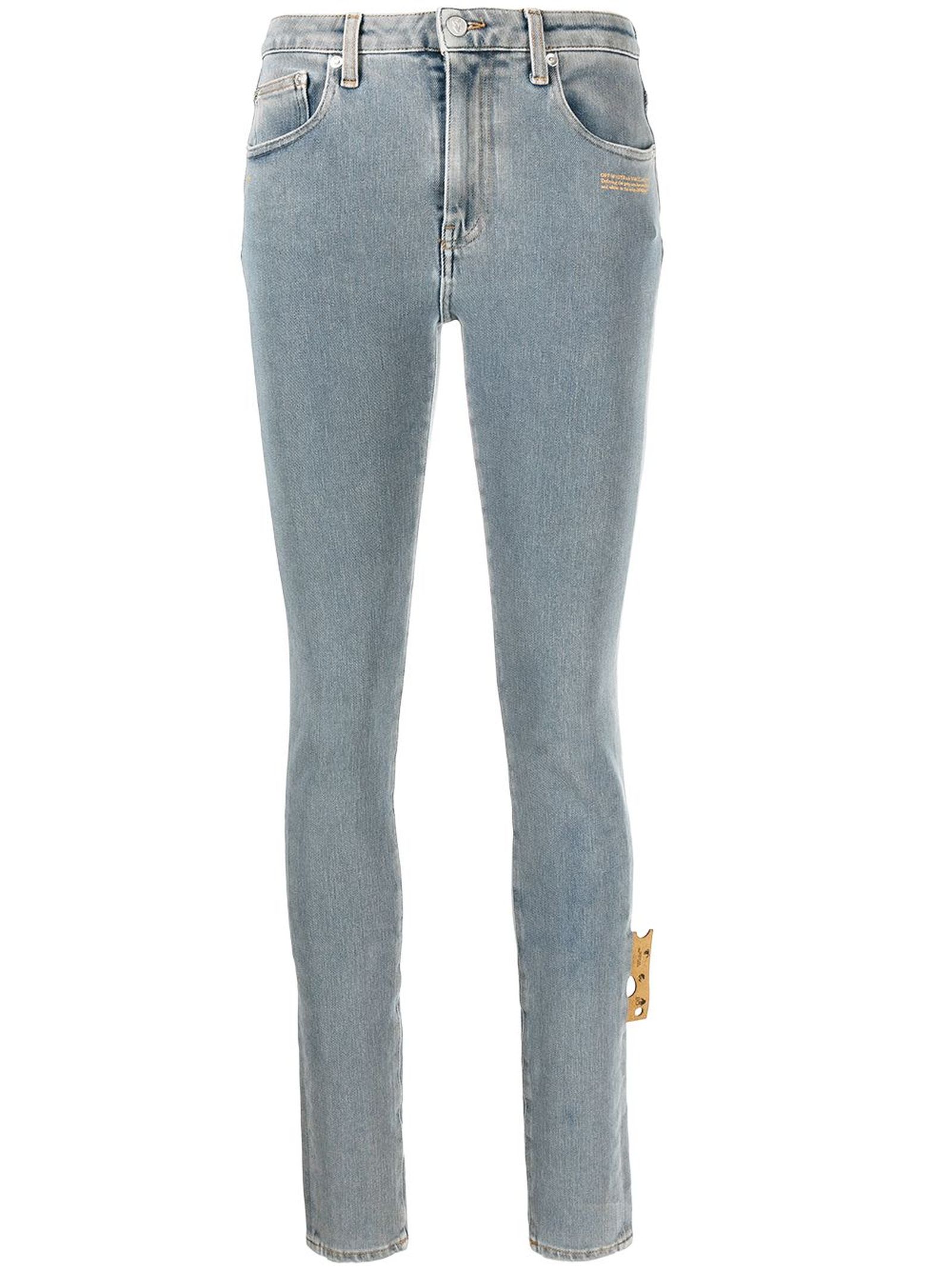 Off-White Blue Cotton-blend Skinny-fit Jeans
