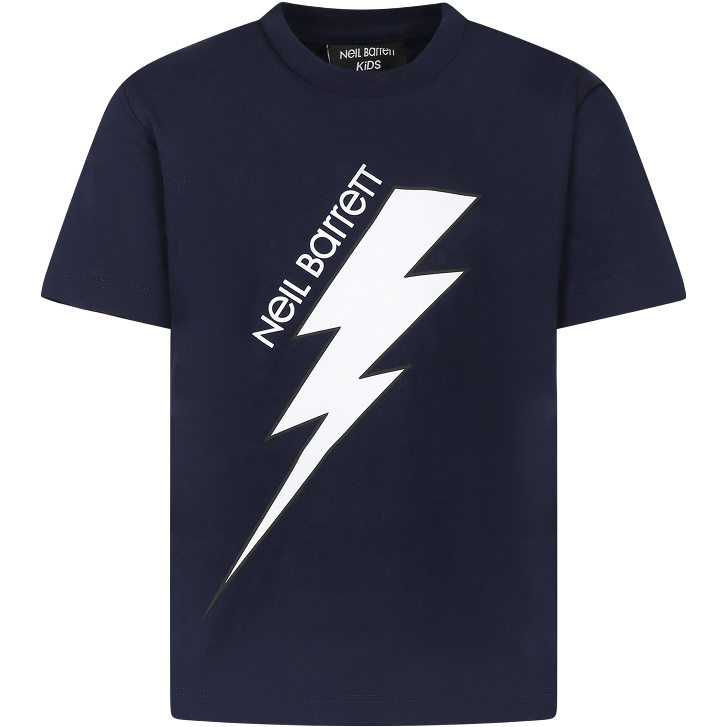 Neil Barrett Kids' Blue T-shirt For Boy With Iconic Lightning Bolt And Logo