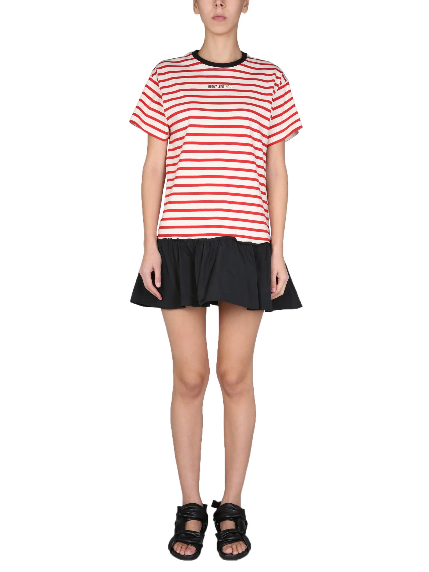 RED Valentino T-shirt Dress With Striped Pattern