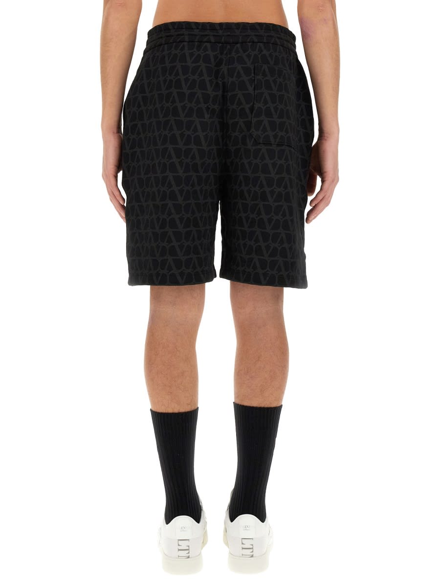 Shop Valentino Bermuda Shorts With Toile Iconographe Print In Black