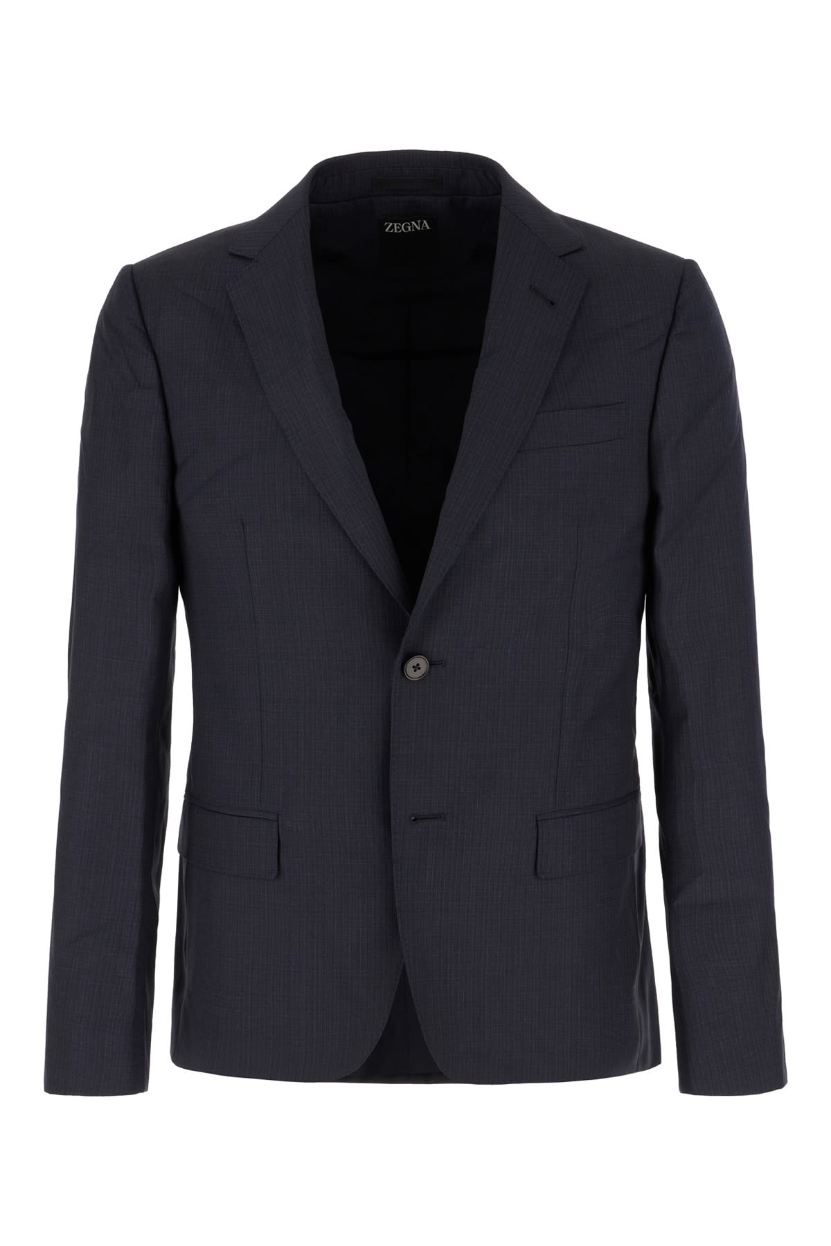 Shop Zegna Melange Blue Wool Suit In Dark Blue