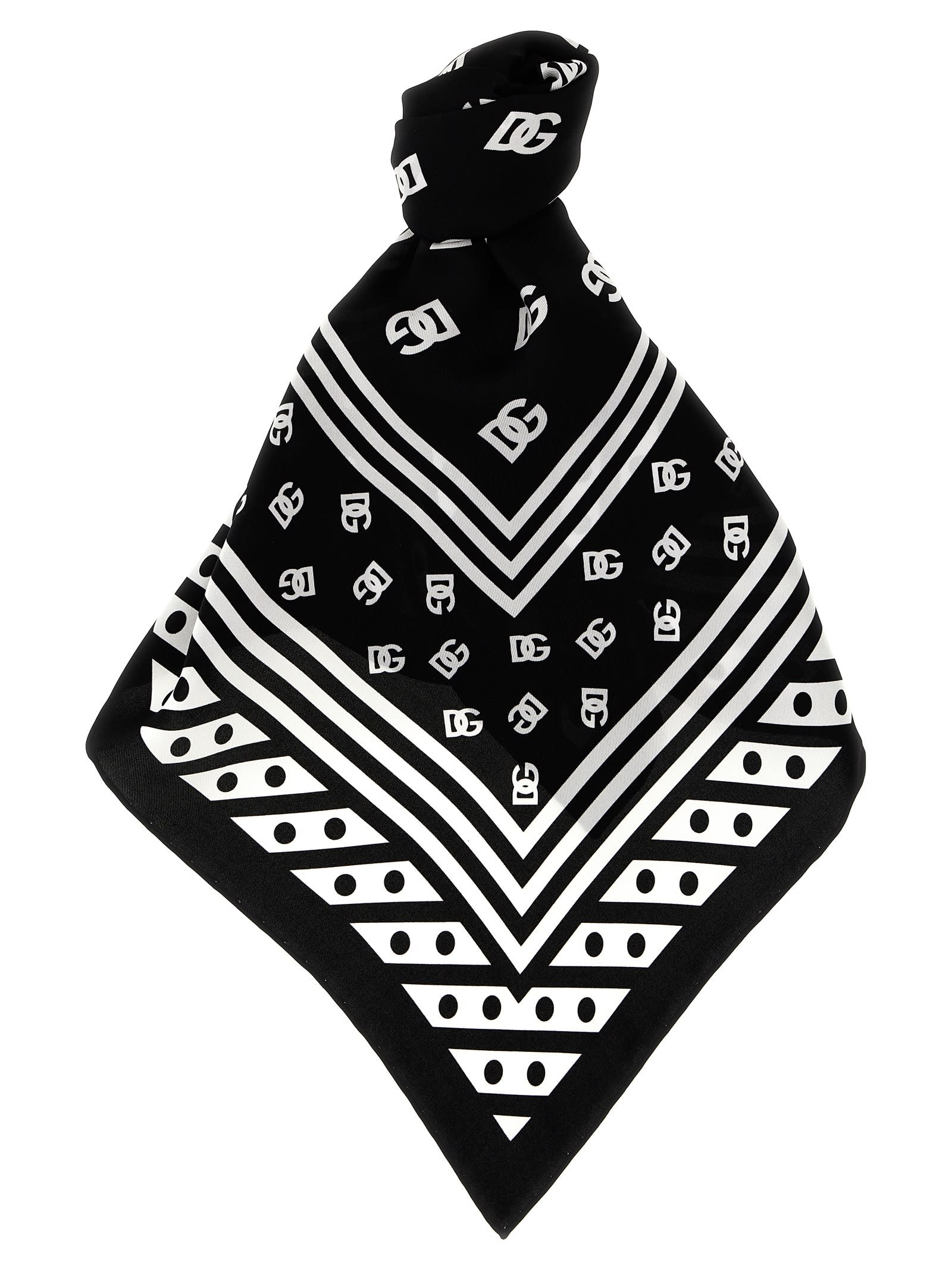 Shop Dolce & Gabbana Logo Scarf In White/black