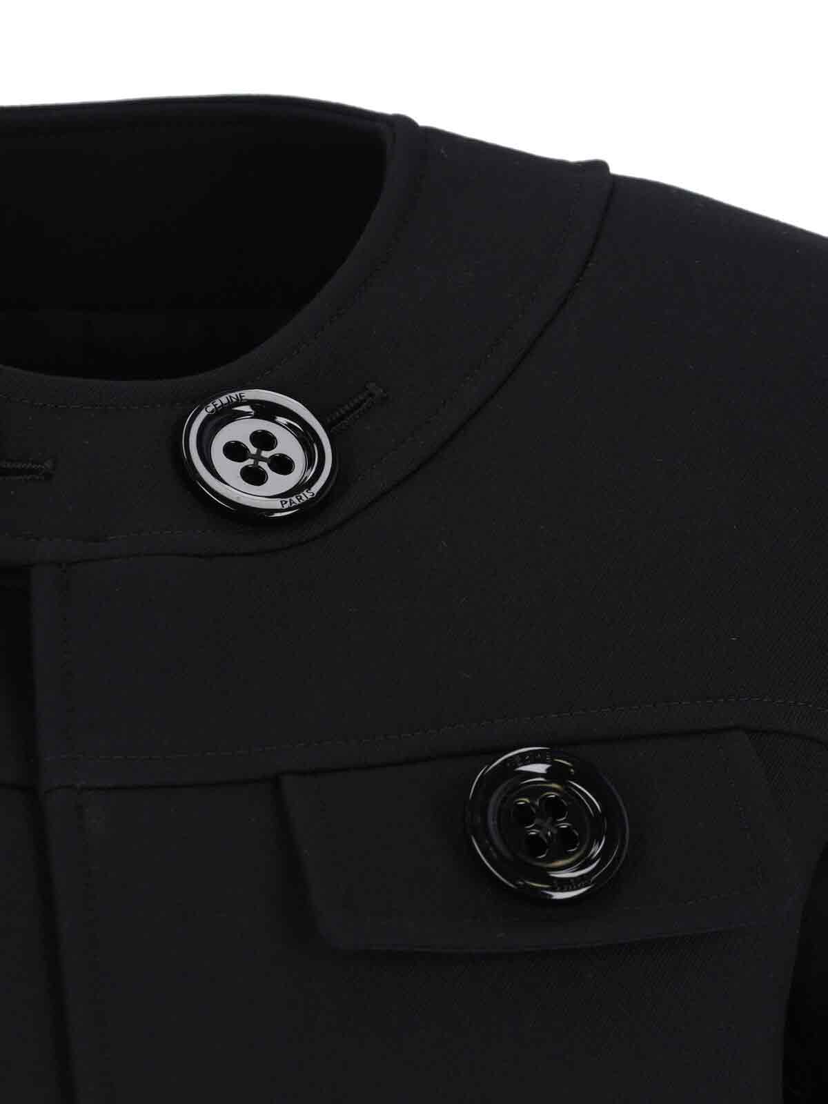 Celine Wool Jacket With Maxi Buttons In Black