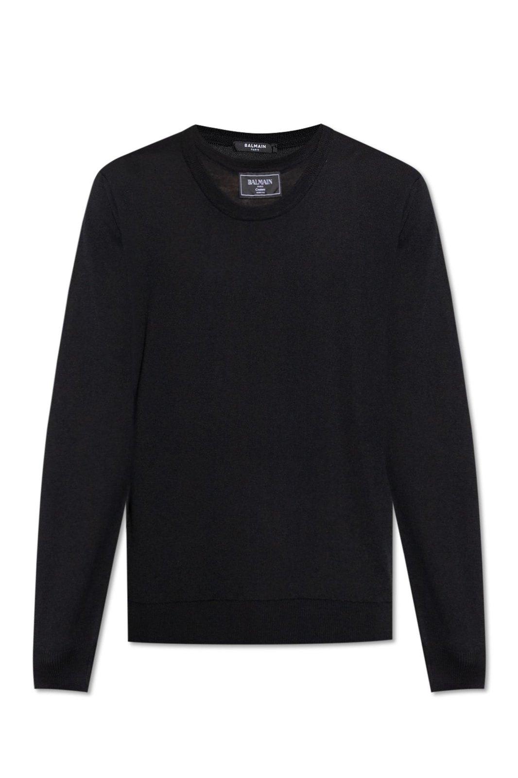Logo Patch Double-collar Knit Sweater
