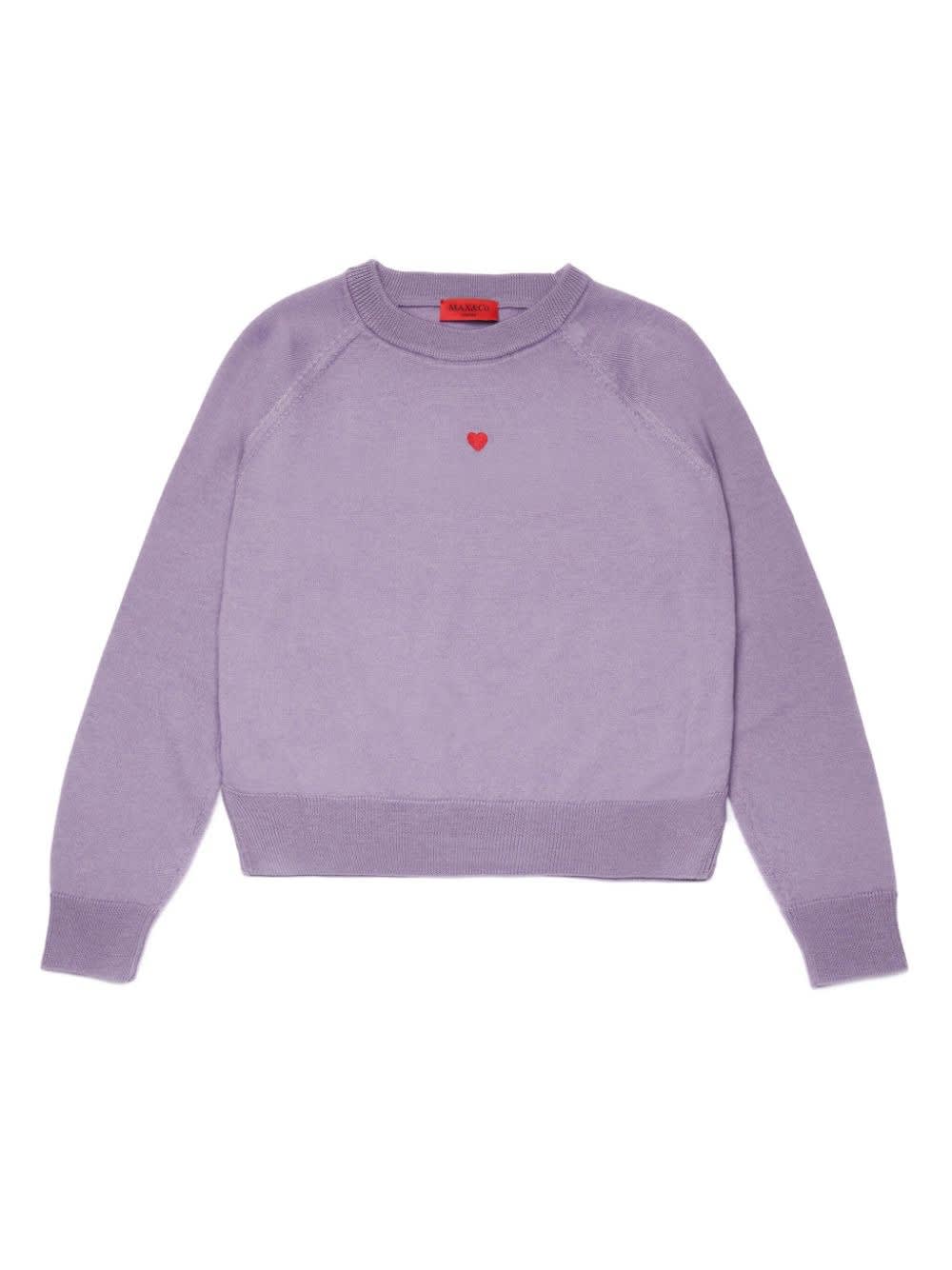 MAX&AMP;CO. LILAC WOOL PULLOVER WITH HEART 