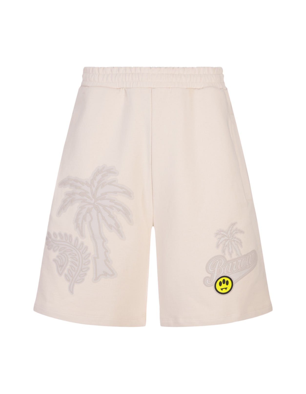 Shop Barrow Turtledove Bermuda Shorts With Embossed Graphics In Neutrals