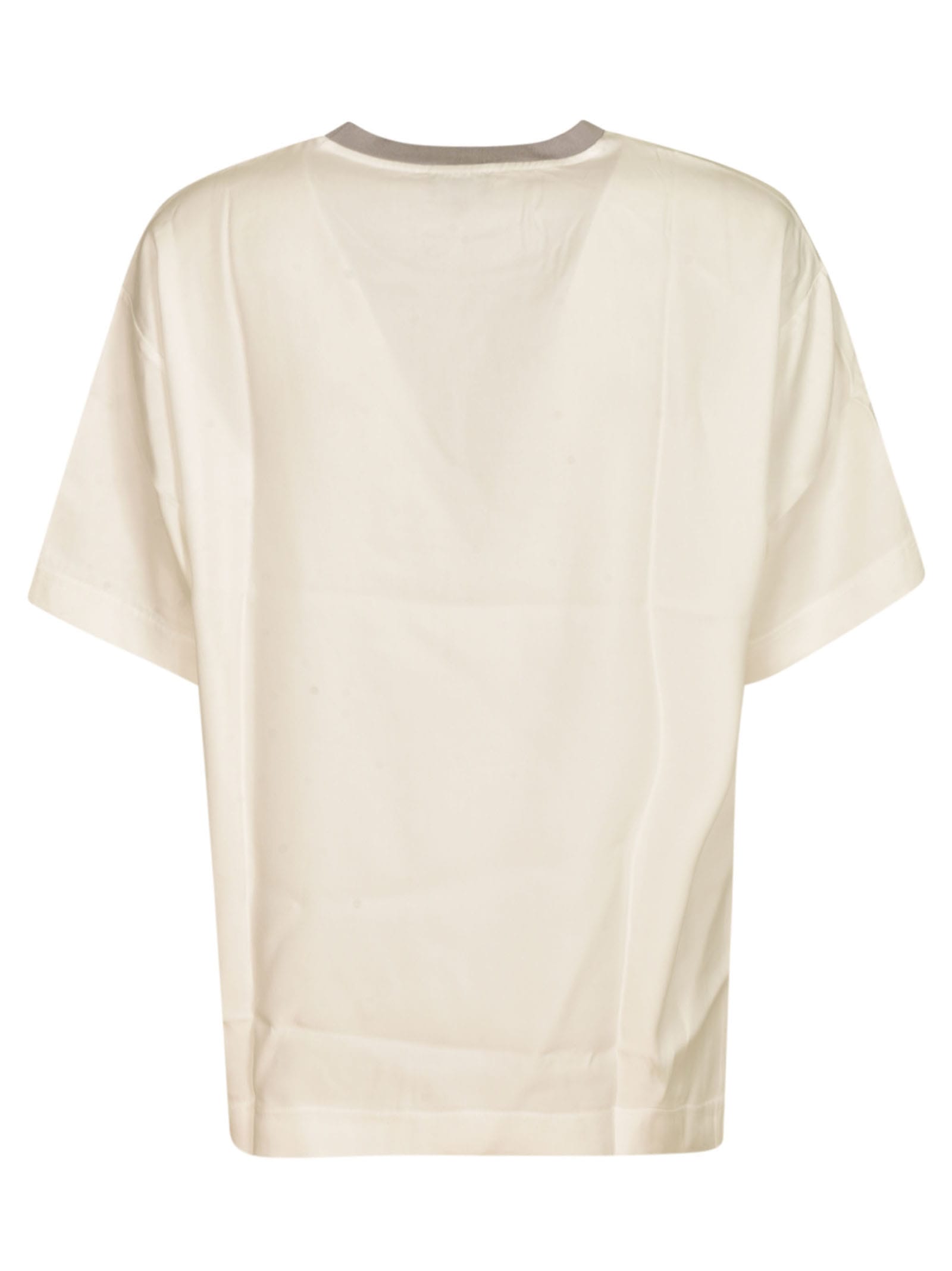 Shop Giorgio Armani Round Neck Oversized Plain T-shirt In White Pearl