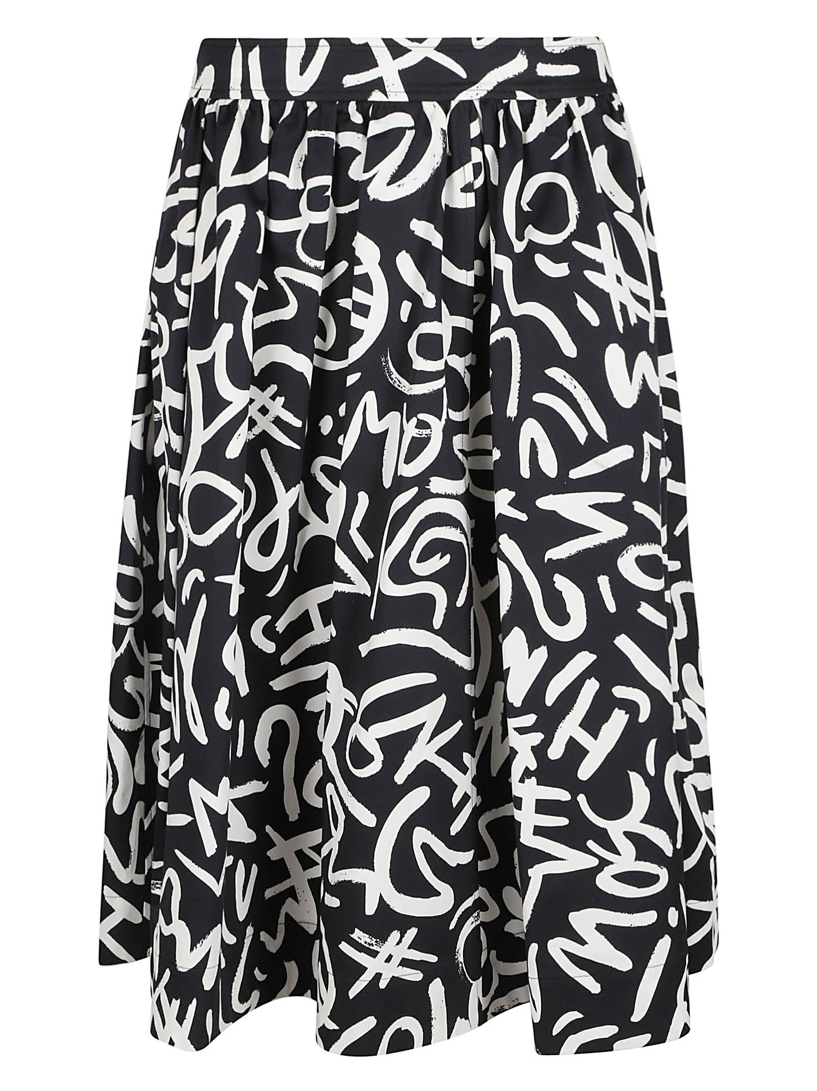 Shop Moschino Monogram Print Skirt In Black