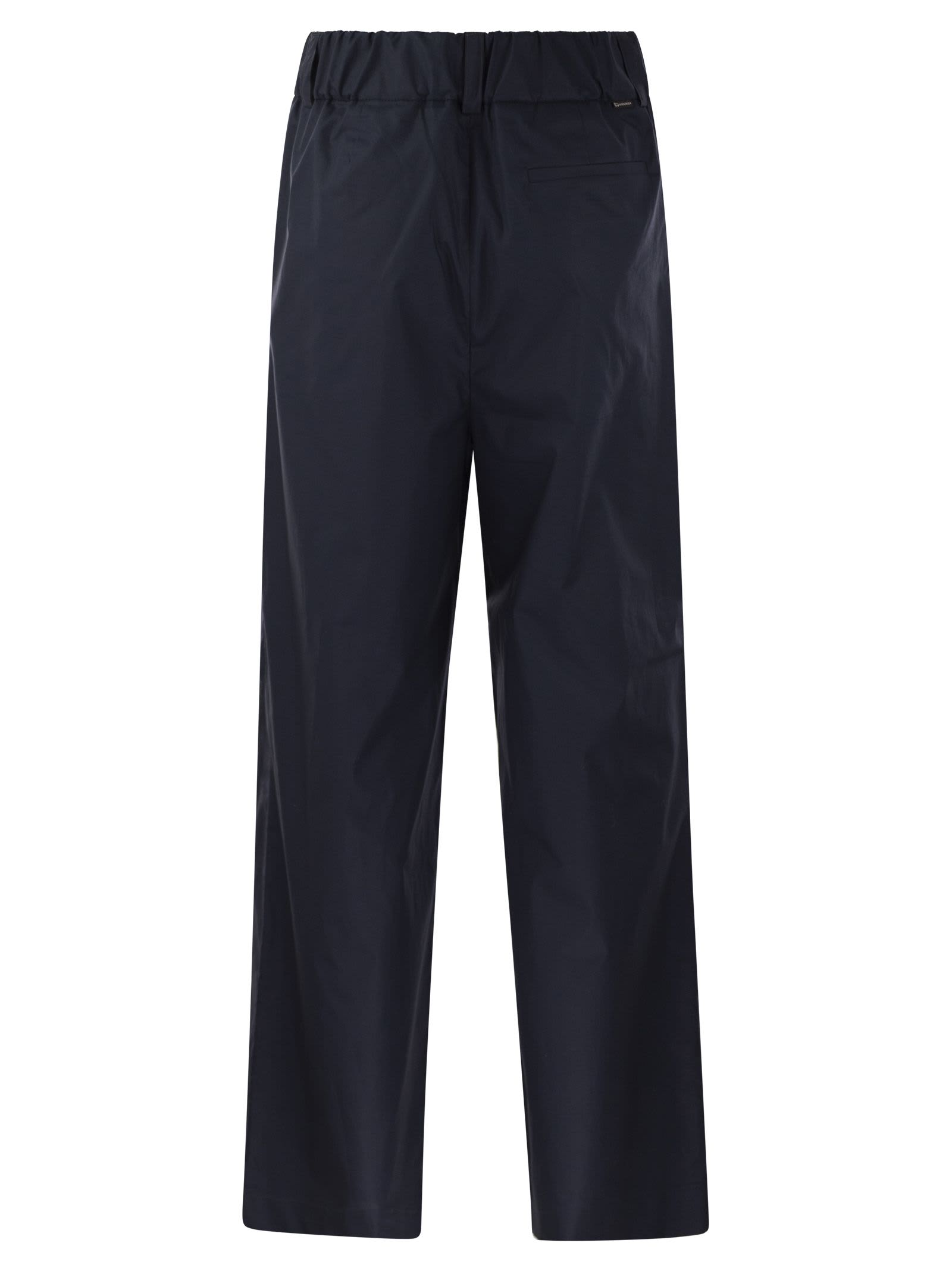 Shop Woolrich Cotton Pleated Trousers In Blue