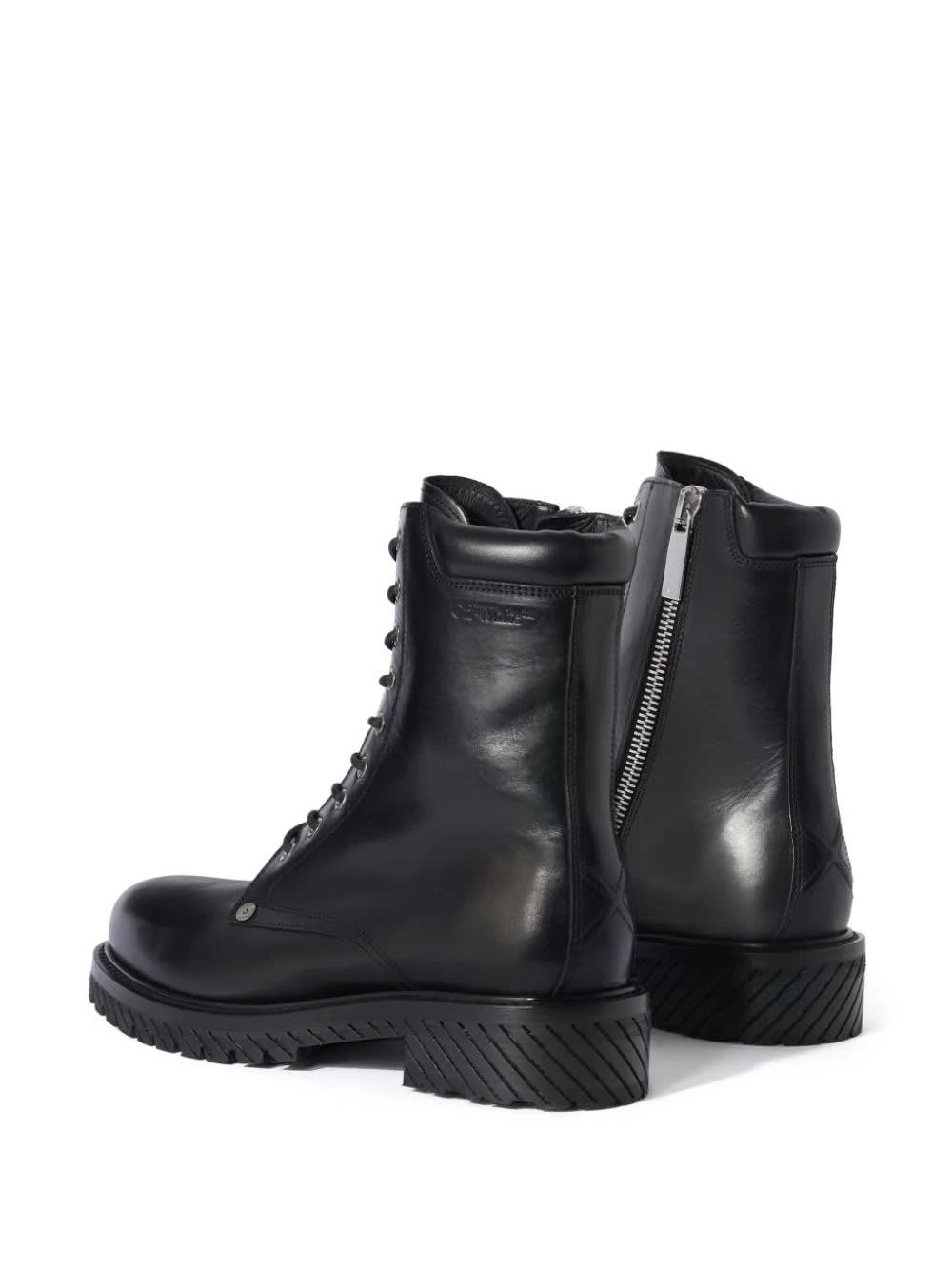 Shop Off-white Diag-sole Combat Boots In Black Leather