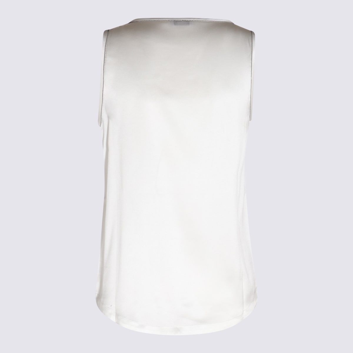 Brunello Cucinelli Stretch-silk Satin Reversible Tank Top In White