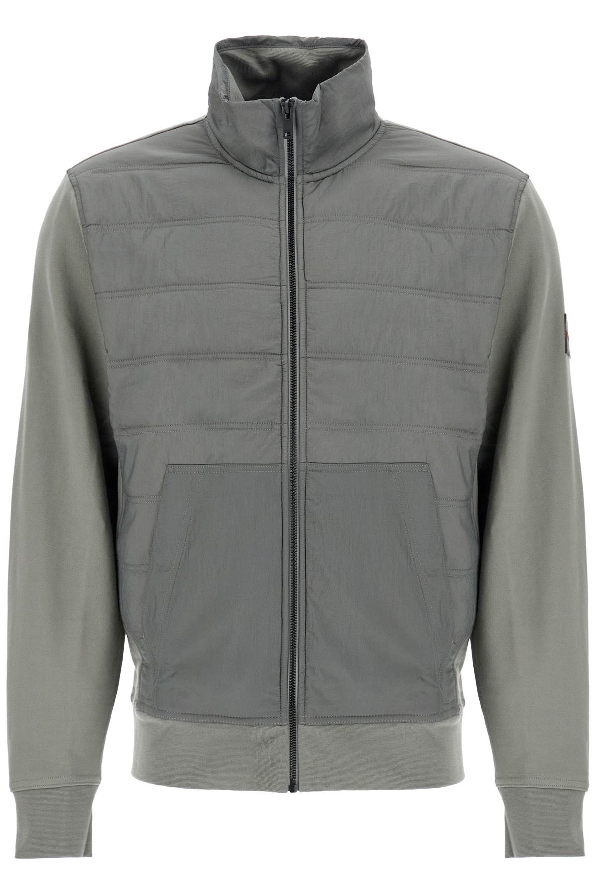 Gray Quilted High Collar Zip Sweatshirt