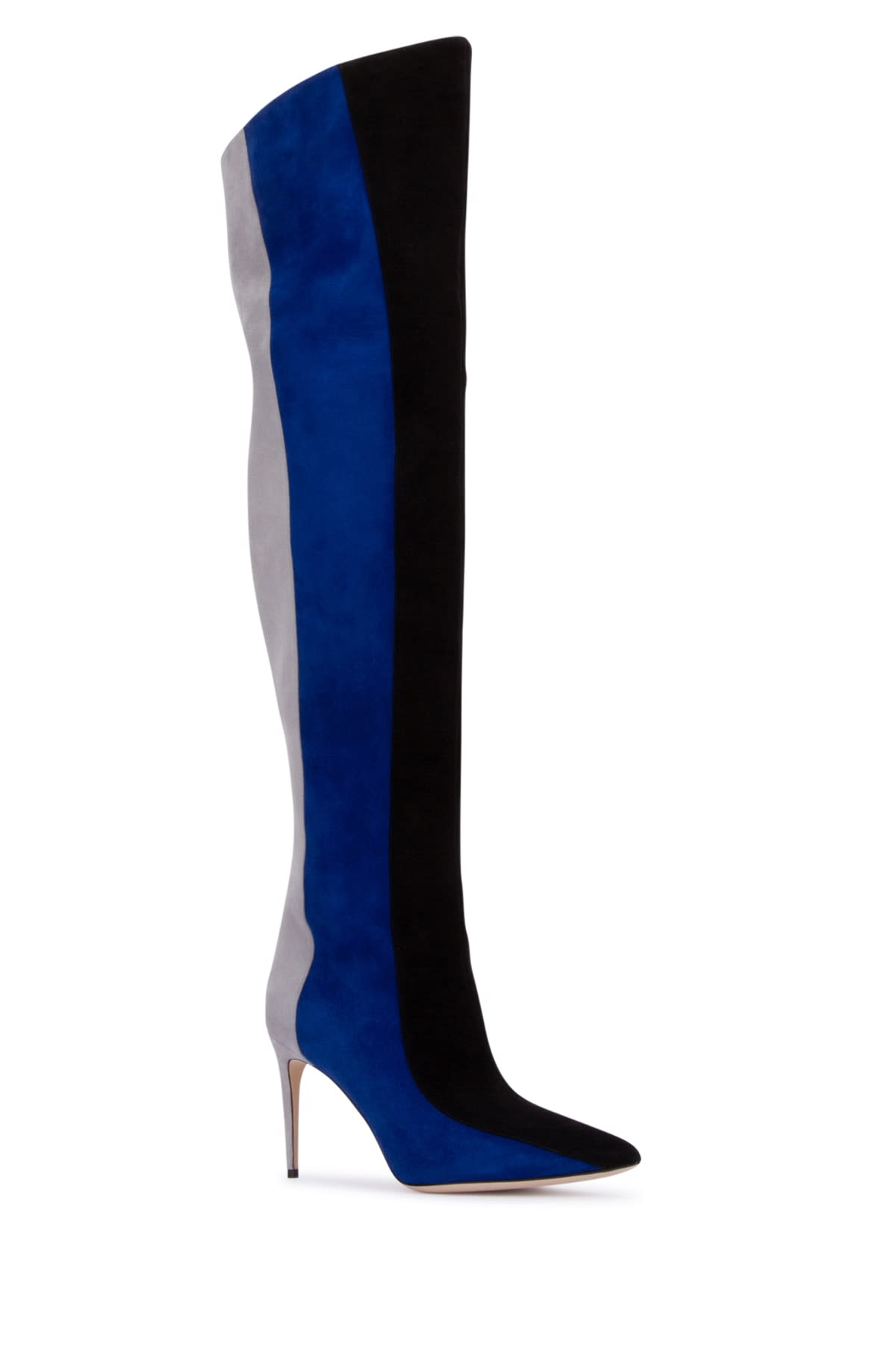 Manolo Blahnik Chicuyuhi 85mm Suede Thigh-high Boots In Blckbblulgry