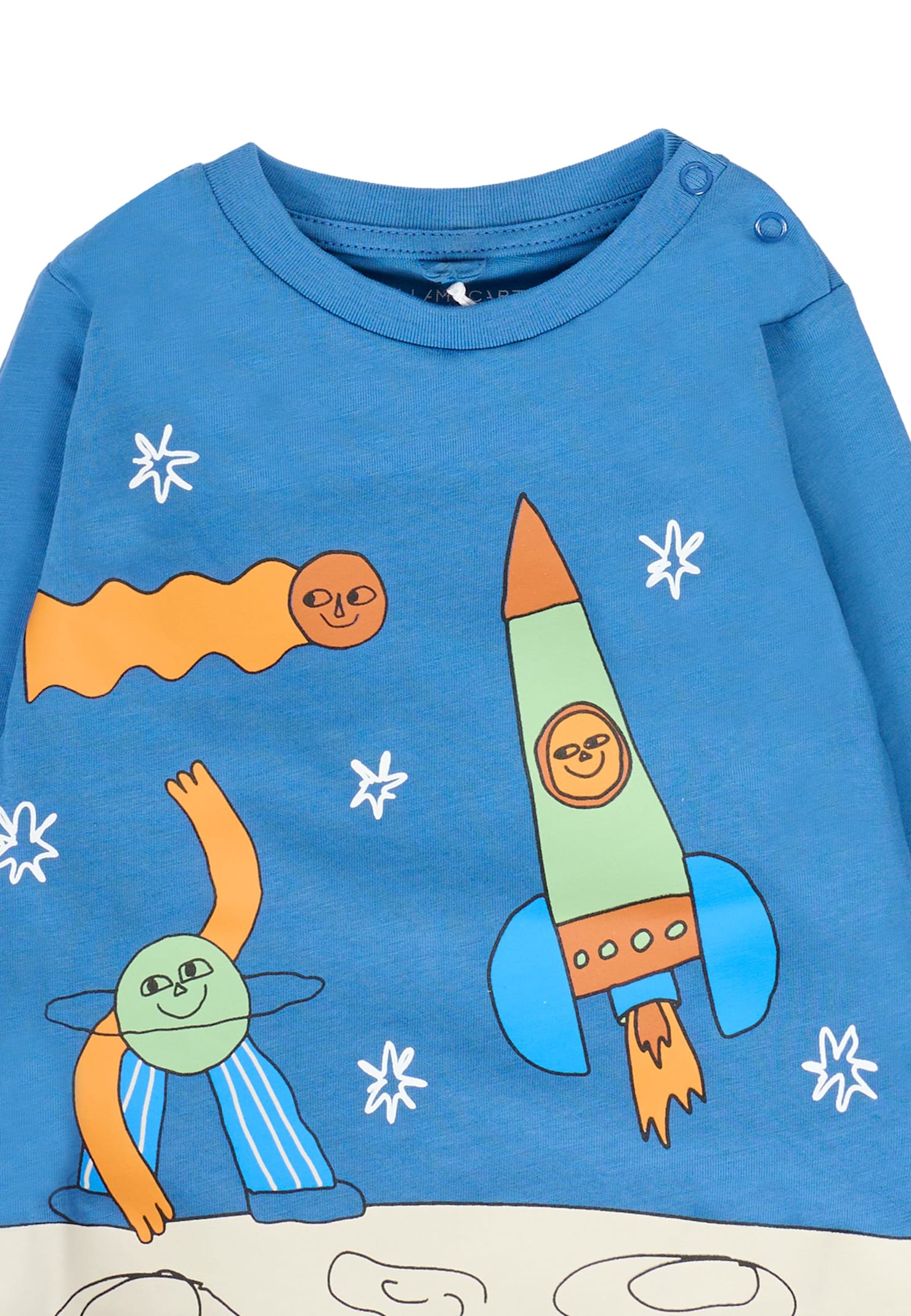 Stella Mccartney Blue T-shirt For Baby Boy With Space Print In Blue