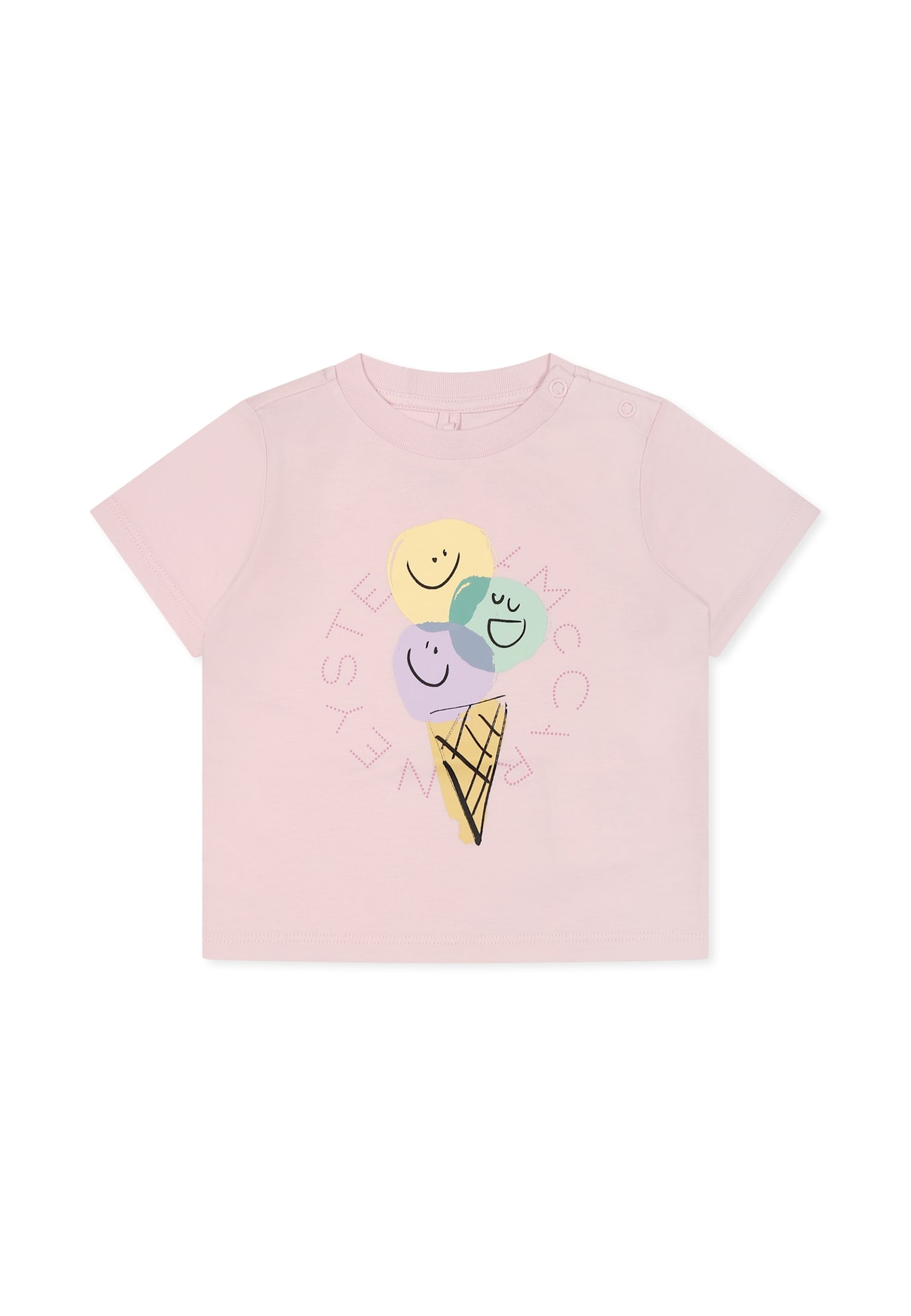 Stella Mccartney Pink T-shirt For Baby Girl With Ice Cream In Pink