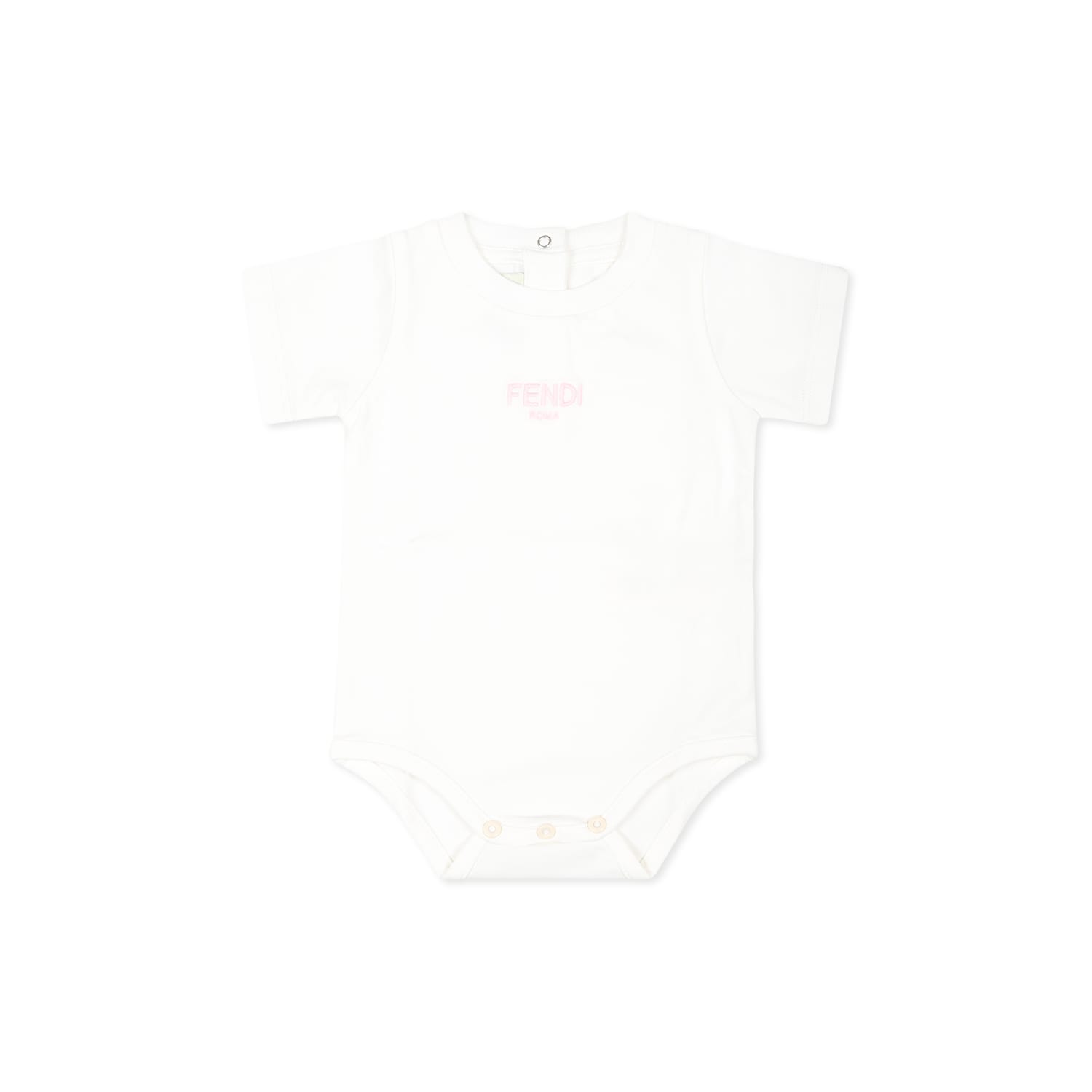 Fendi Pink Babygrow Set For Baby Girl With Logo In Pink