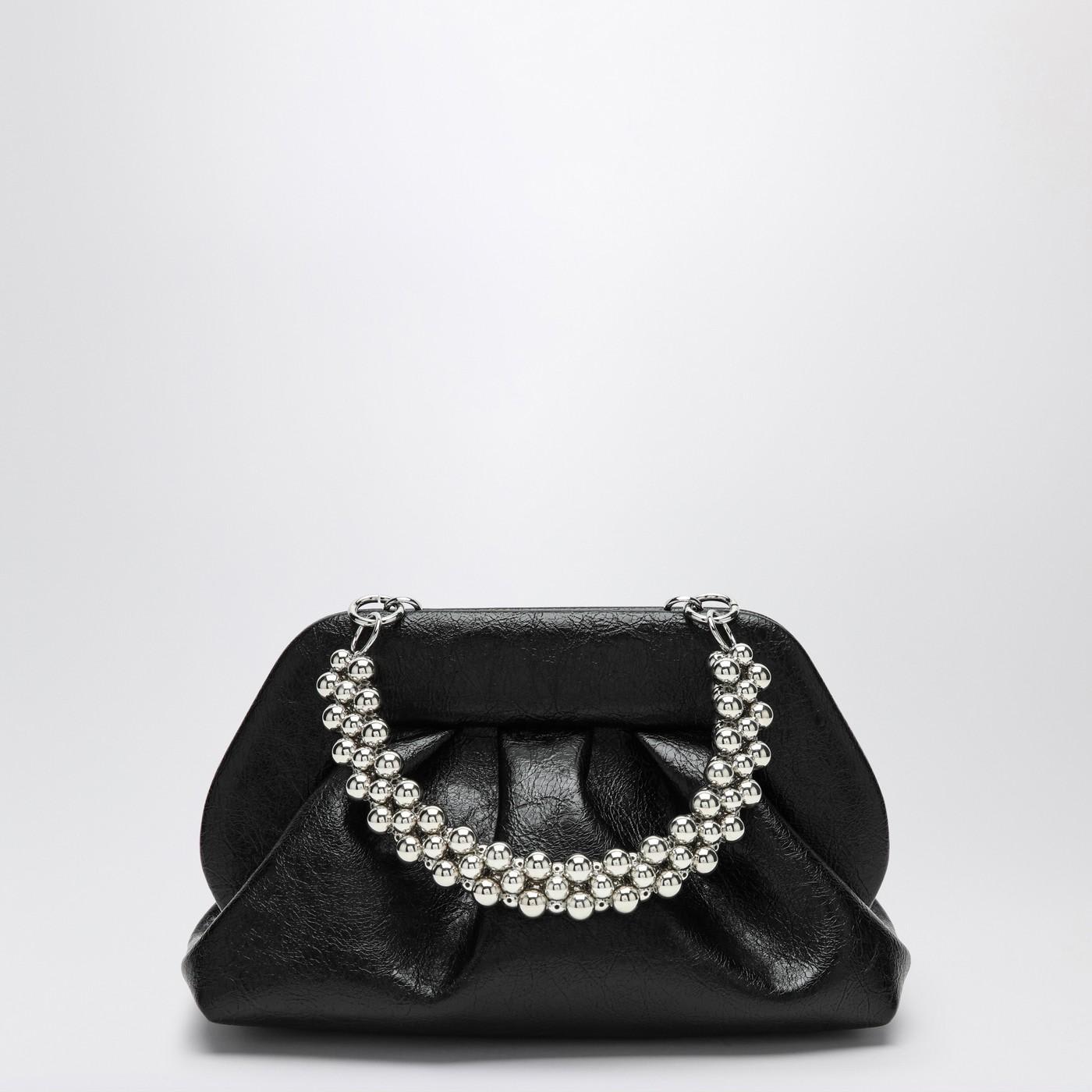 THEMOIRè Medium Tia Clutch Black With Beaded Handle