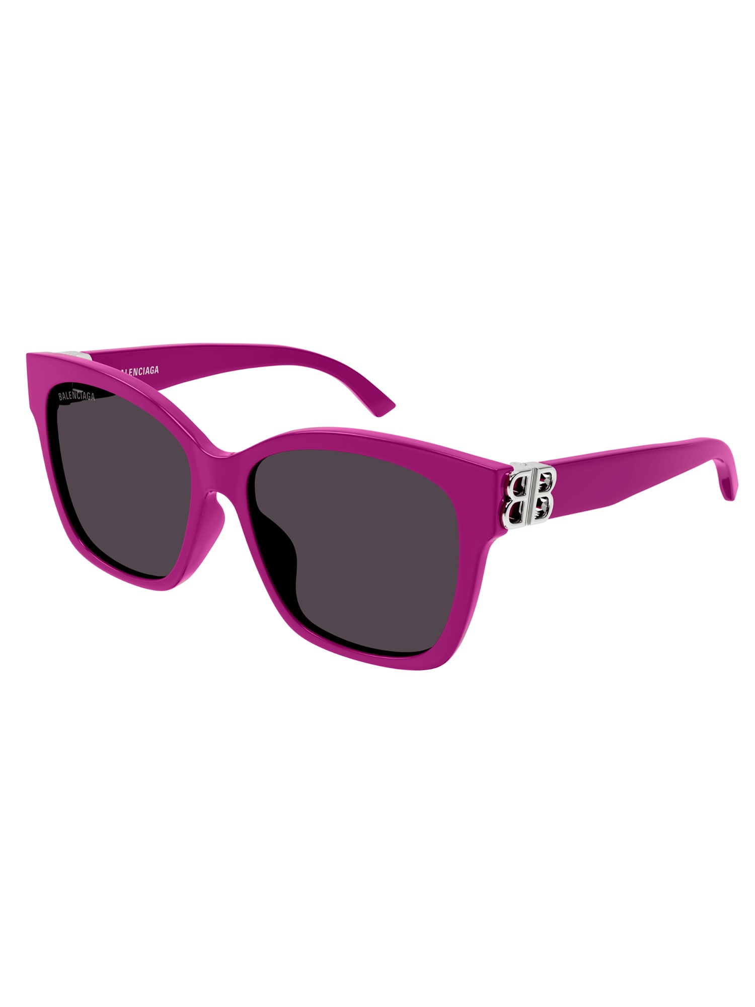 Shop Balenciaga Bb0102sa Sunglasses In Fuchsia Silver Grey