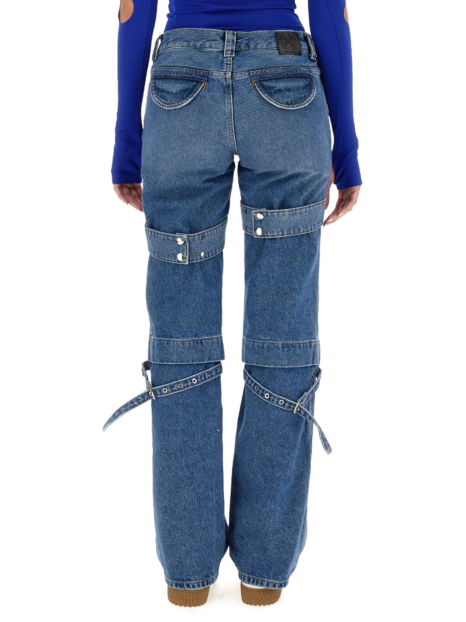 Off-white Women Cargo Jeans In Blue