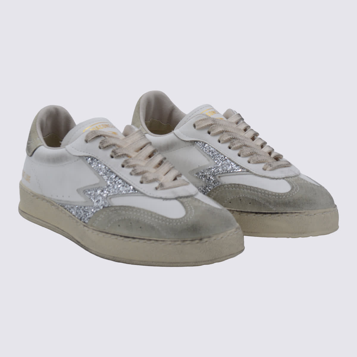 Moa Master Of Arts Silver And White Leather Sneakers In Multi