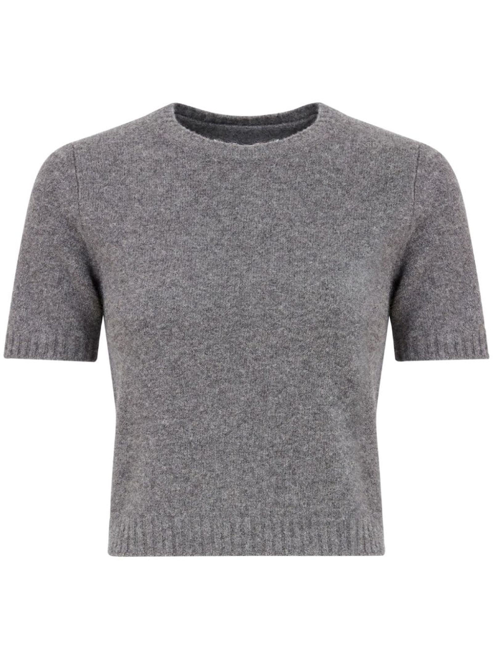 Shop Maison Margiela Grey Wool Top